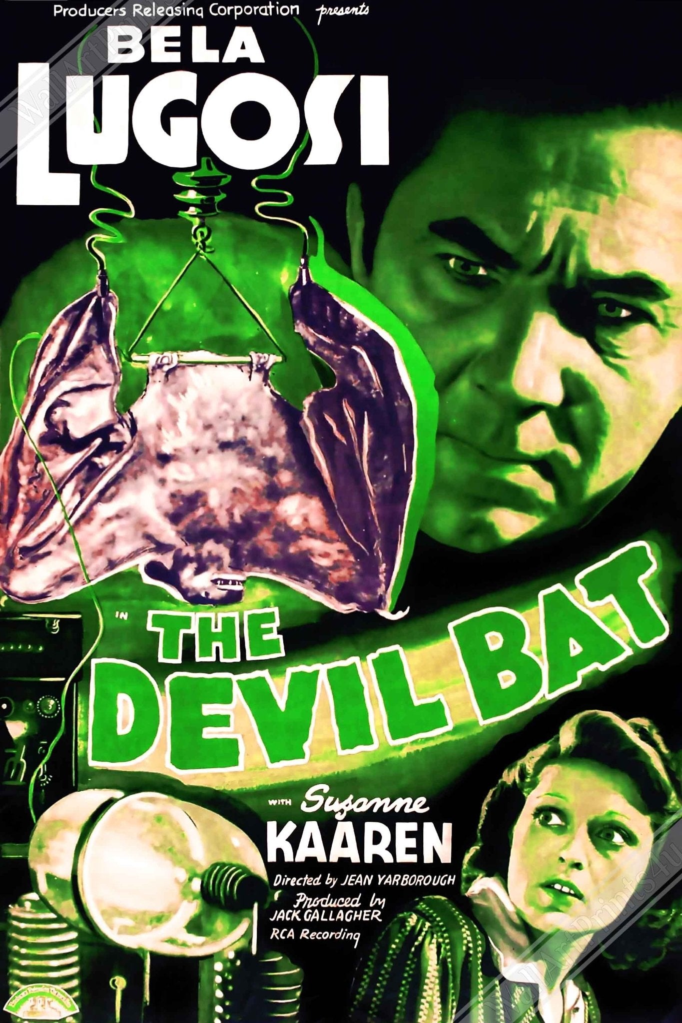 The Devil Bat Poster, Vintage Horror Movie Poster 1940 Poster Film Art - Bela Lugosi, Suzanne Kaaren - WallArtPrints4U