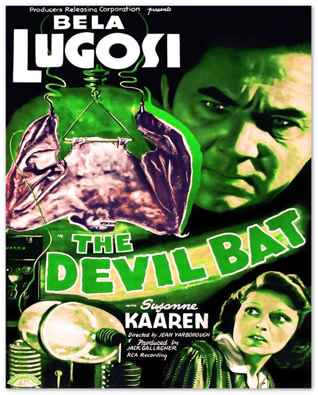 The Devil Bat Poster, Vintage Horror Movie Poster 1940 Poster Film Art - Bela Lugosi, Suzanne Kaaren - WallArtPrints4U