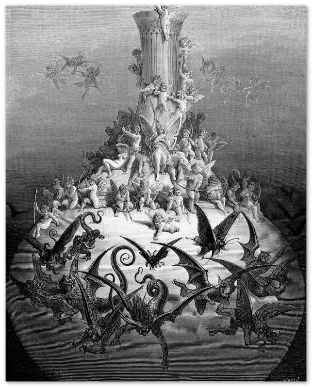 The Divine Bottle Poster La Dive Bouteille Poster Print Gustave Dore Alchoholics Print - WallArtPrints4U