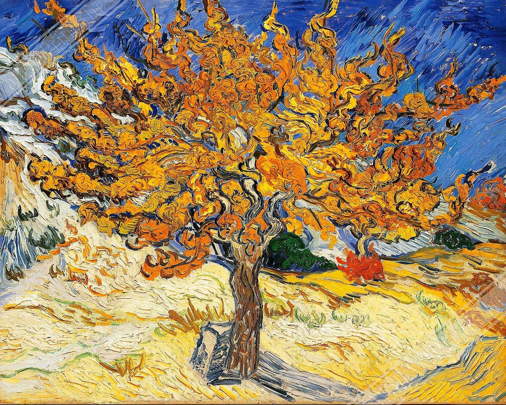 The Mulberry Tree Poster Print, Vincent Van Gogh 1889 Vintage Fall Tree Poster - WallArtPrints4U