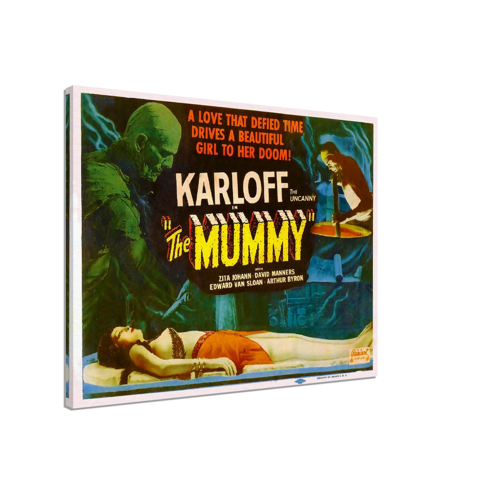 The Mummy Canvas, Vintage Horror Movie Canvas 1932 Canvas Film Art - Boris Karloff, Zita Johann, David Manners - WallArtPrints4U