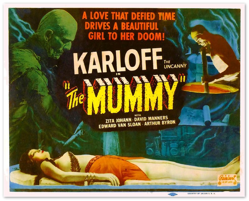 The Mummy Poster, Vintage Horror Movie Poster 1932 Poster Film Art - Boris Karloff, Zita Johann, David Manners - WallArtPrints4U