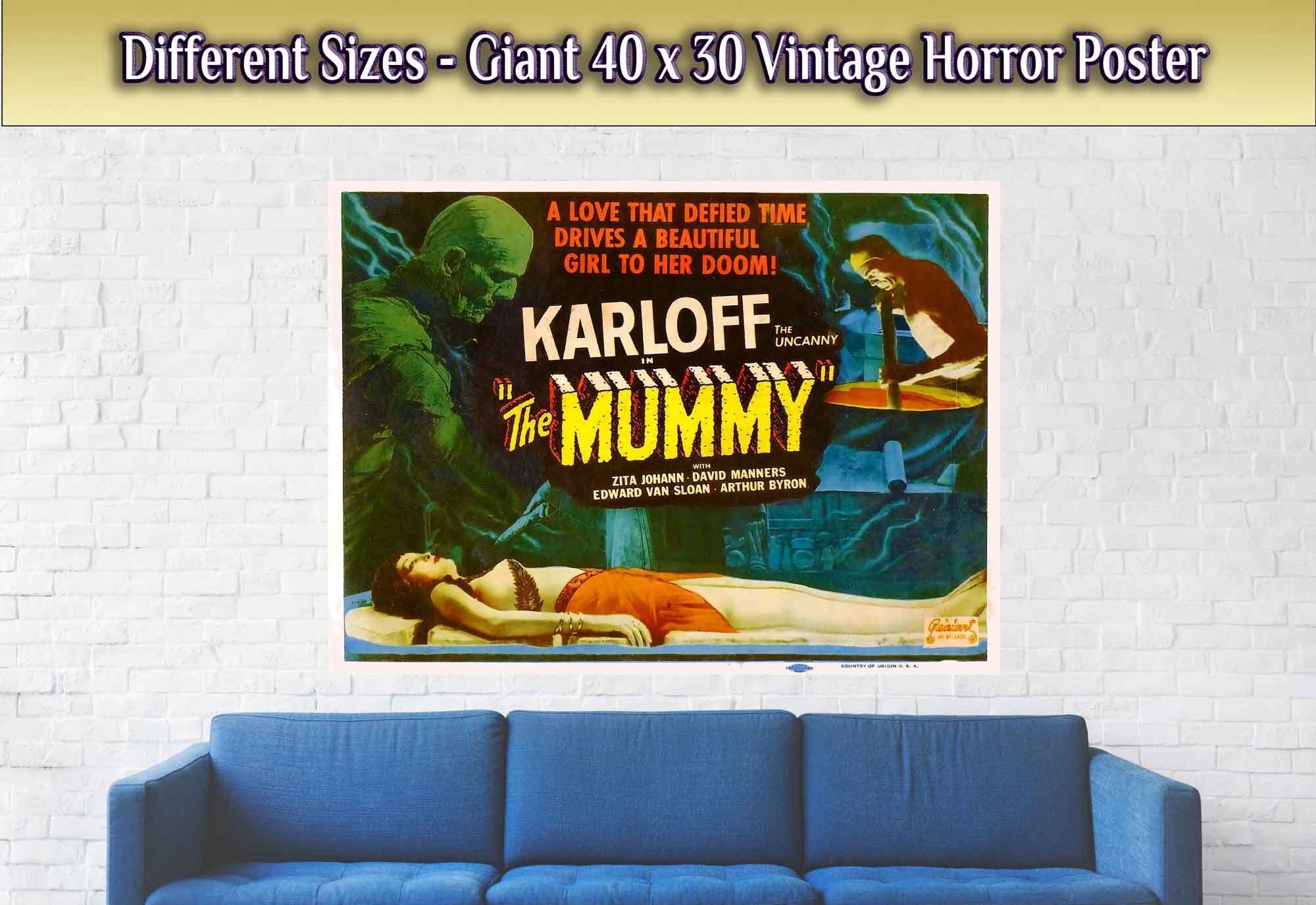 The Mummy Poster, Vintage Horror Movie Poster 1932 Poster Film Art - Boris Karloff, Zita Johann, David Manners - WallArtPrints4U