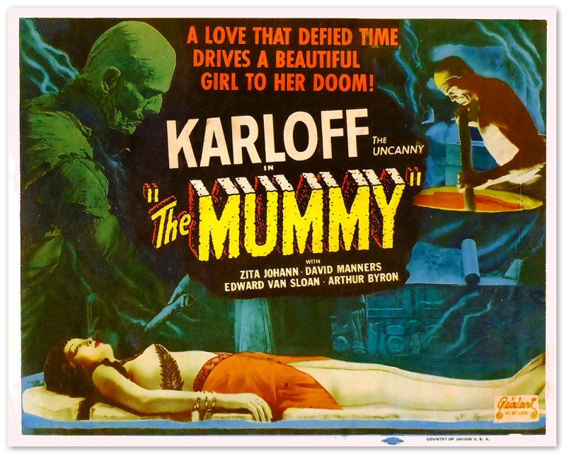The Mummy Poster, Vintage Horror Movie Poster 1932 Poster Film Art - Boris Karloff, Zita Johann, David Manners - WallArtPrints4U