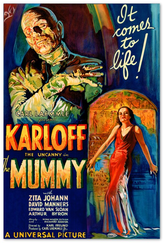 The Mummy Poster, Vintage Horror Movie Poster 1932 Version 2 Poster Film Art - Boris Karloff, Zita Johann, David Manners - WallArtPrints4U
