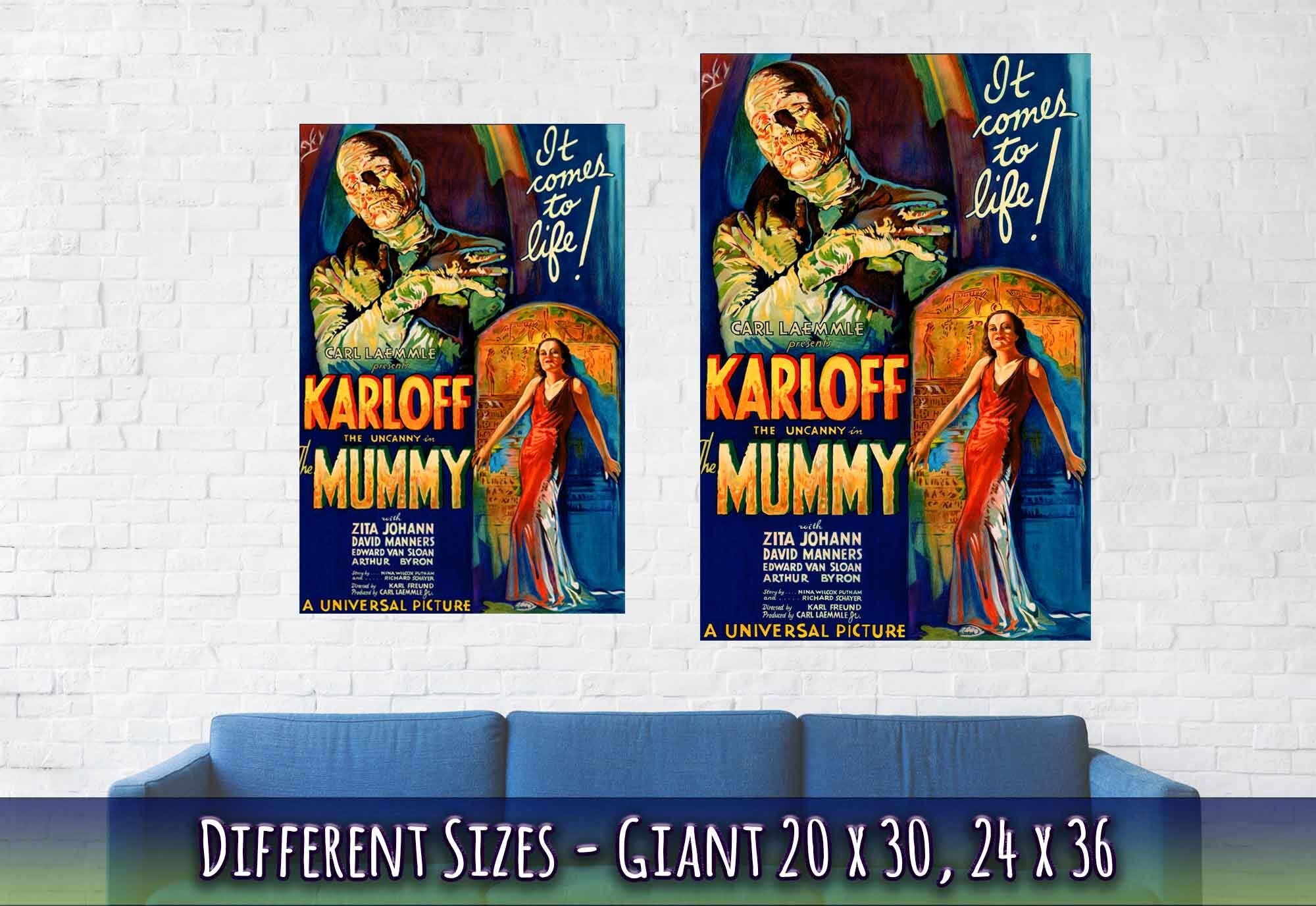 The Mummy Poster, Vintage Horror Movie Poster 1932 Version 2 Poster Film Art - Boris Karloff, Zita Johann, David Manners - WallArtPrints4U