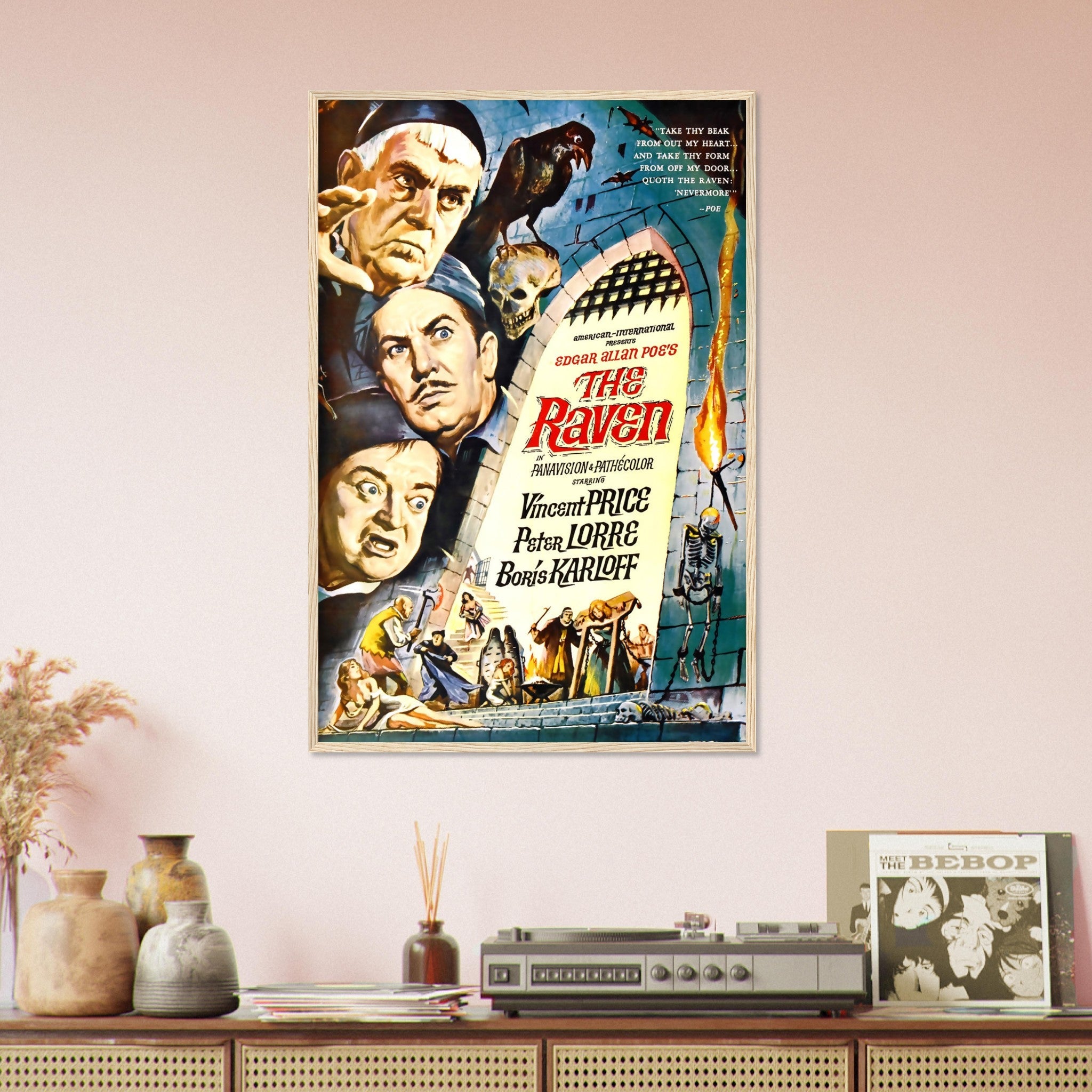 The Raven Framed, Vintage Movie Framed 1963 Framed Film Art - Vincent Price, Peter Lorre, Boris Karloff - WallArtPrints4U