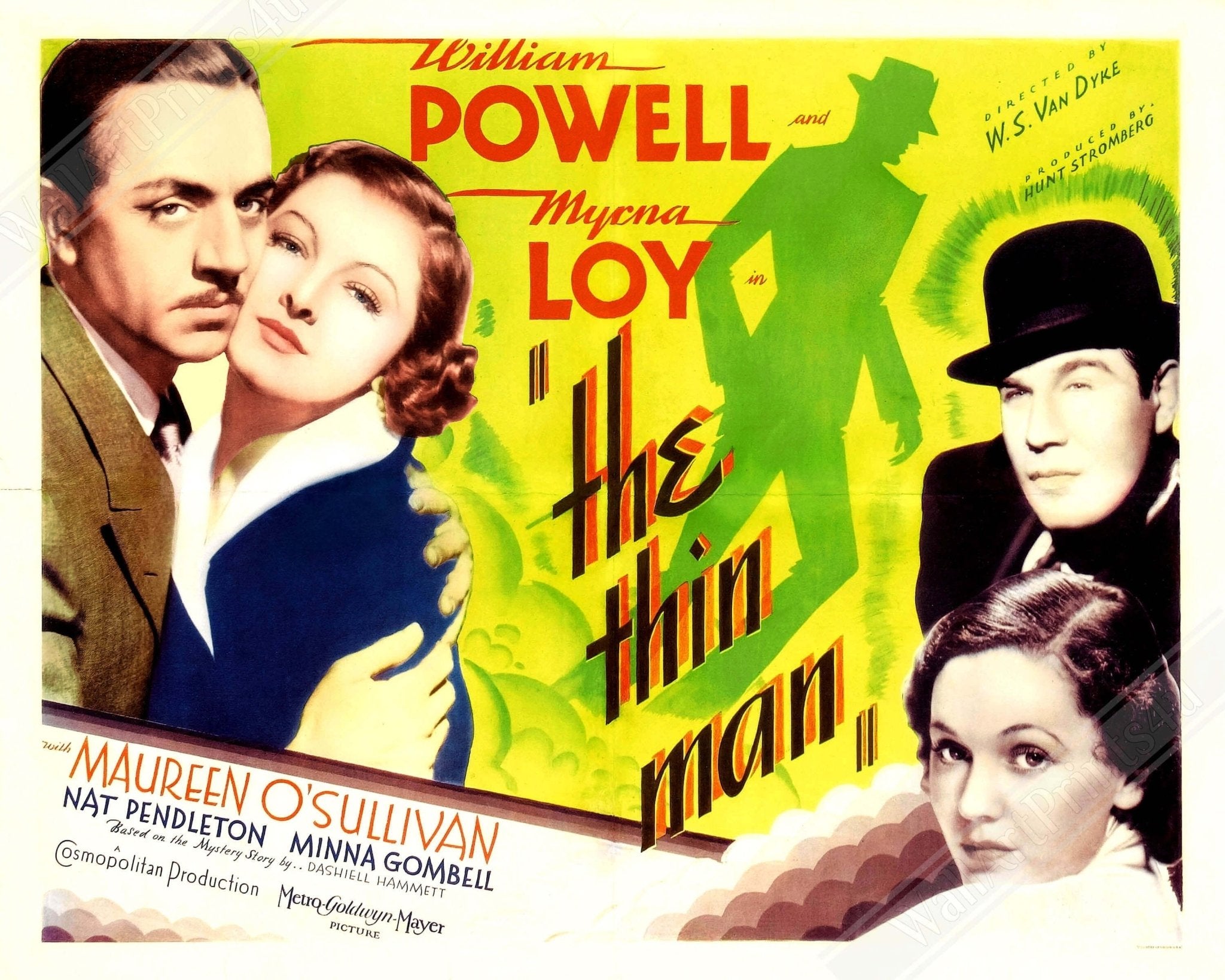 The Thin Man Framed, Vintage Movie Framed 1934 Framed Film Art - Maureen O'Sullivan, Myrna Loy, William Powell - WallArtPrints4U