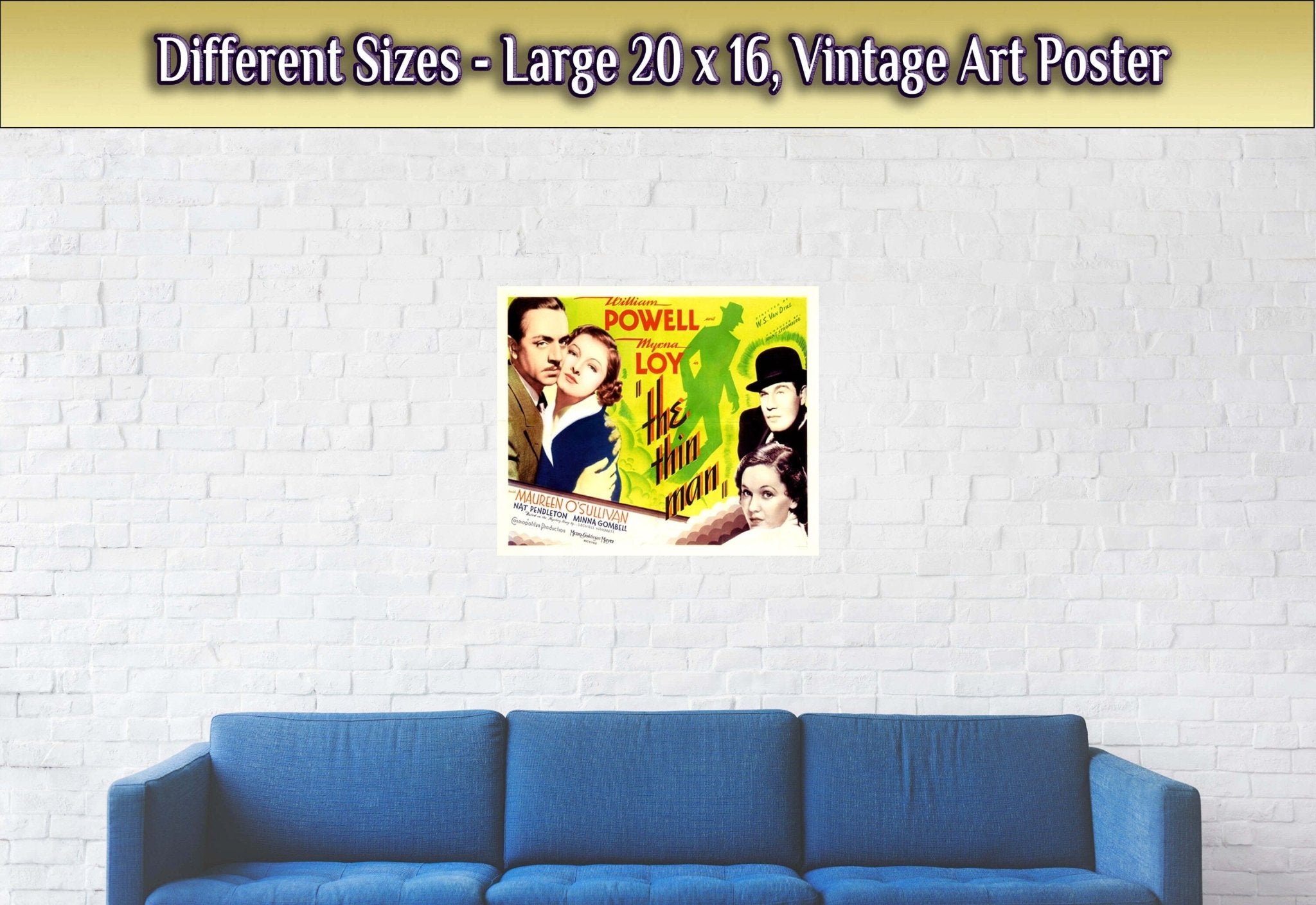 The Thin Man Poster, Vintage Movie Poster 1934 Poster Film Art - Maureen O'Sullivan, Myrna Loy, William Powell - WallArtPrints4U