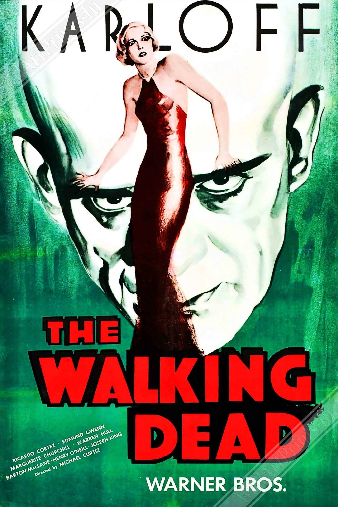 The Walking Dead Framed, Vintage Horror Movie Framed 1936 Framed Film Art - Marguerite Churchill, Boris Karloff - WallArtPrints4U