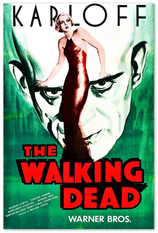 The Walking Dead Poster, Vintage Horror Movie Poster 1936 Poster Film Art - Marguerite Churchill, Boris Karloff - WallArtPrints4U