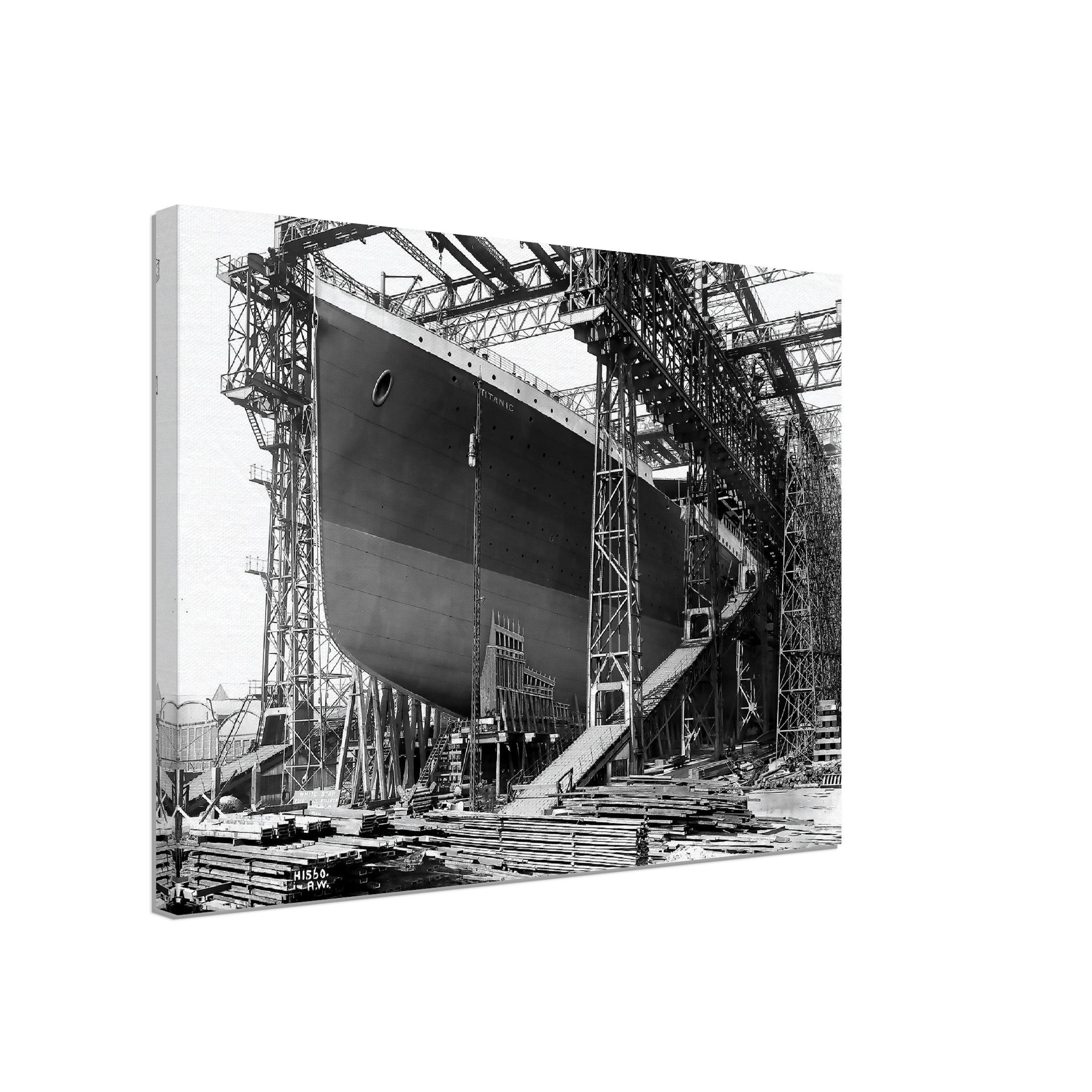 Titanic Canvas, Titanic Ready To Be Launched Photo Canvas Print From 1911, White Hart Line Belfast - WallArtPrints4U