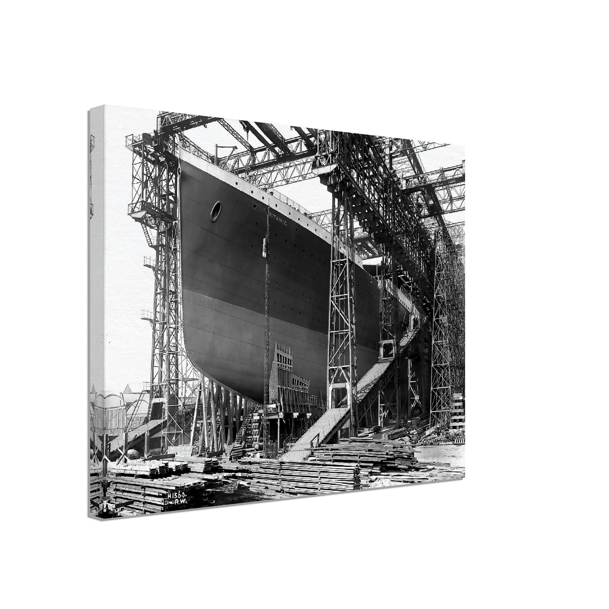 Titanic Canvas, Titanic Ready To Be Launched Photo Canvas Print From 1911, White Hart Line Belfast - WallArtPrints4U