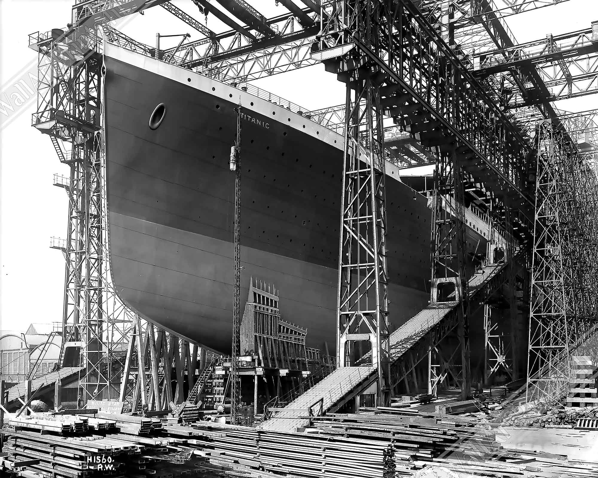 Titanic Framed, Titanic Ready To Be Launched Photo Framed Print From 1911, White Hart Line Belfast - WallArtPrints4U