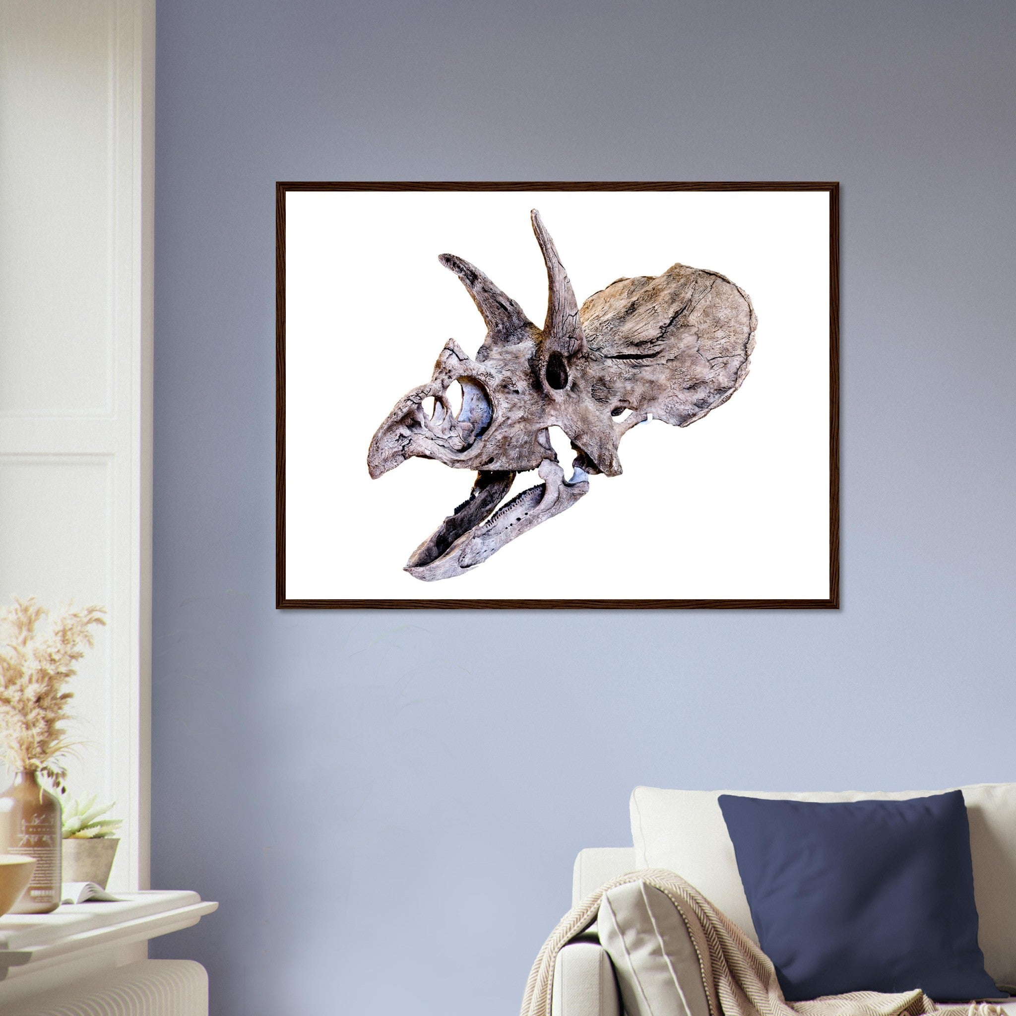Triceratops Skull Framed, Vintage Triceratops Horridus Skull Art - Triceratops Skeleton Skull Framed Print - WallArtPrints4U