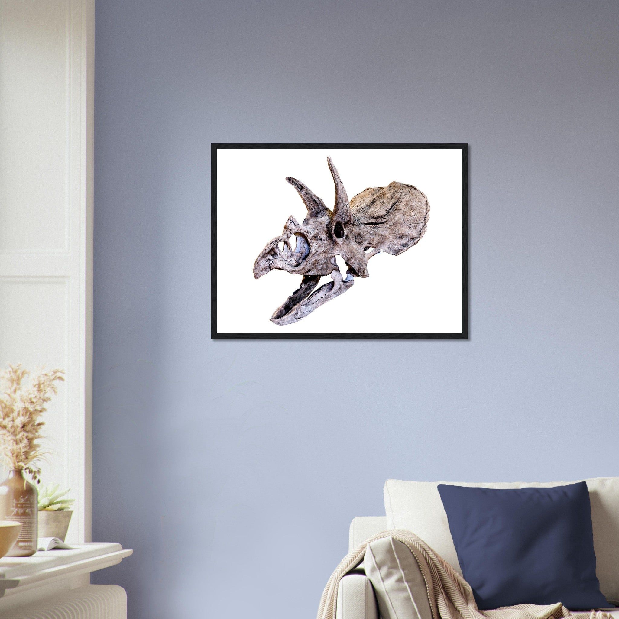 Triceratops Skull Framed, Vintage Triceratops Horridus Skull Art - Triceratops Skeleton Skull Framed Print - WallArtPrints4U