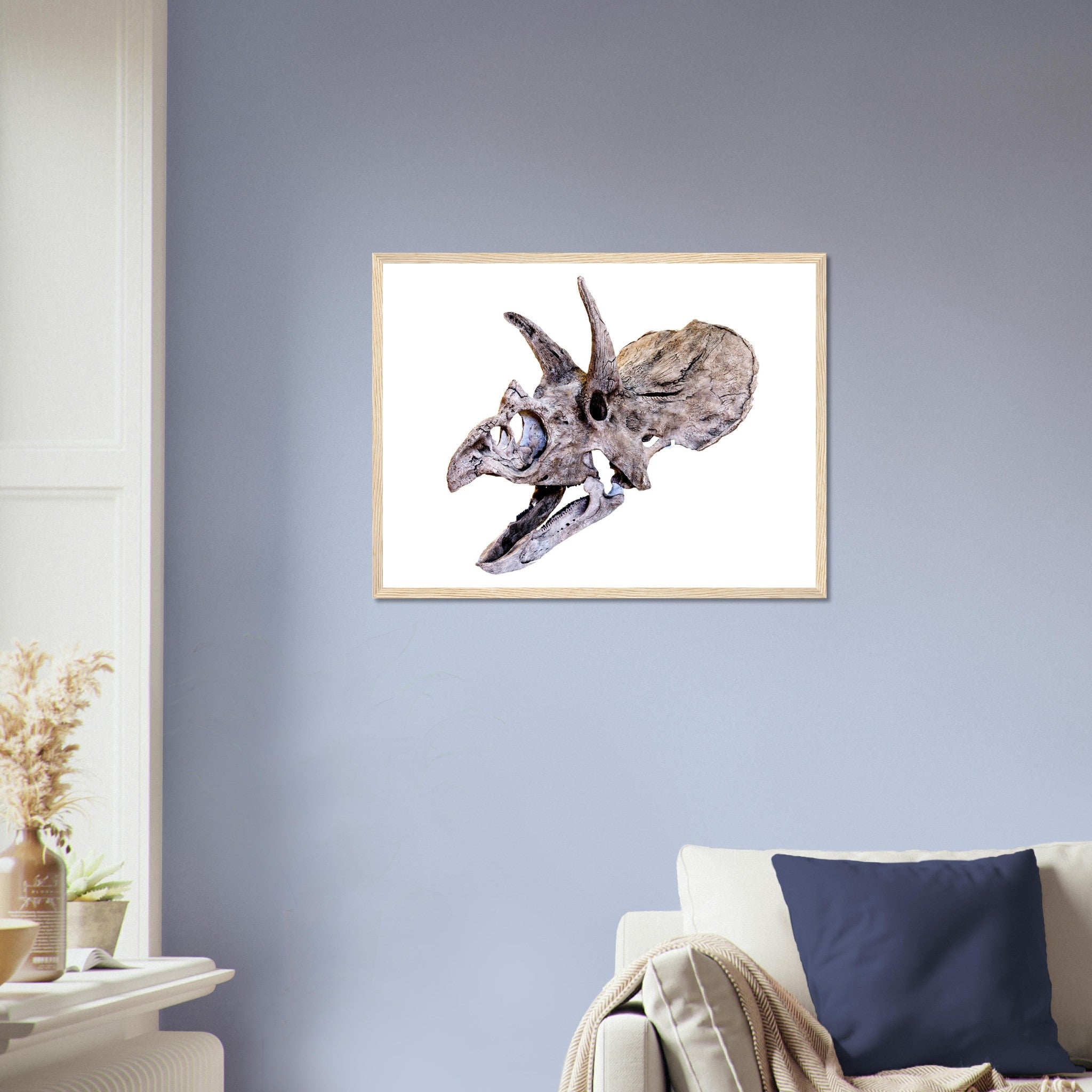 Triceratops Skull Framed, Vintage Triceratops Horridus Skull Art - Triceratops Skeleton Skull Framed Print - WallArtPrints4U