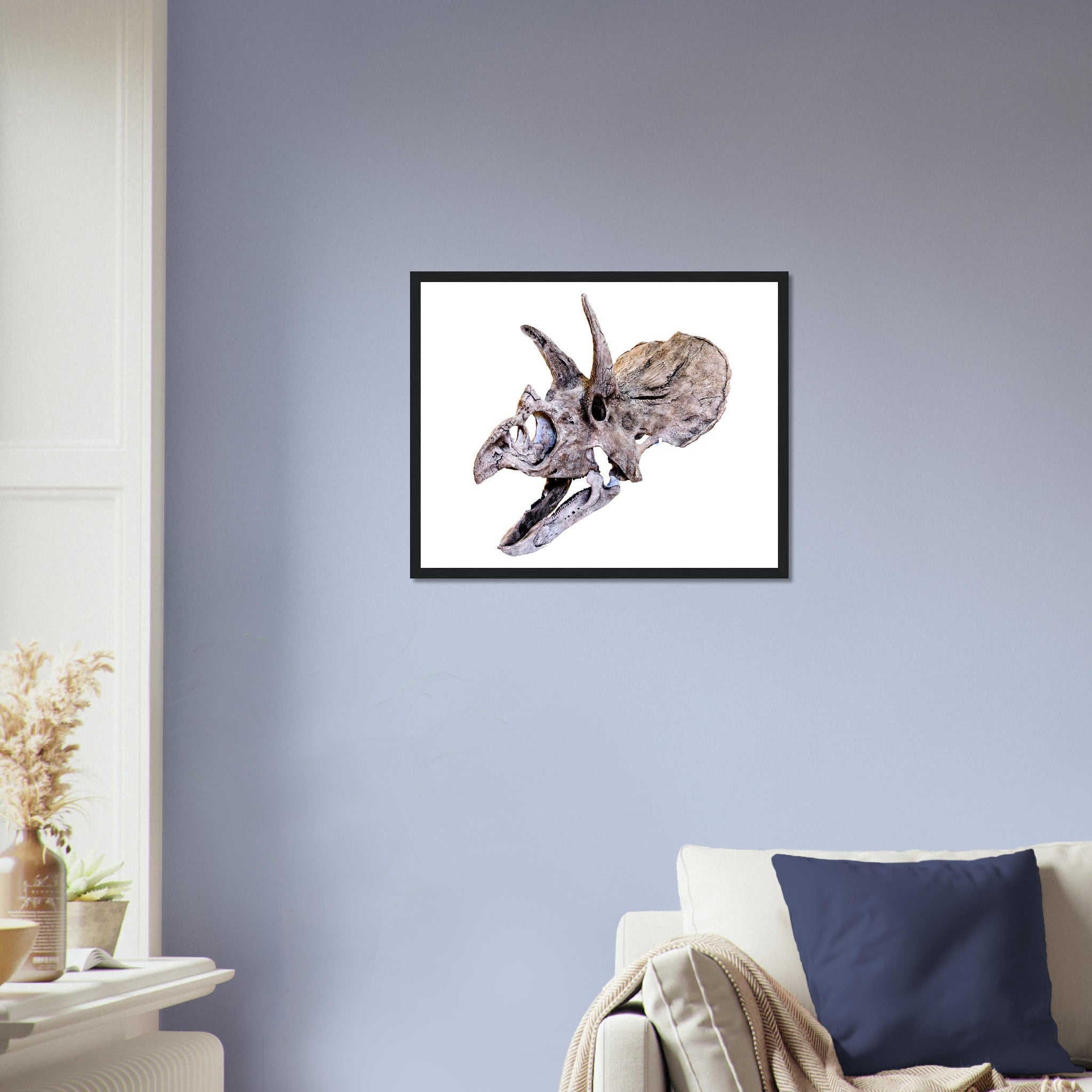 Triceratops Skull Framed, Vintage Triceratops Horridus Skull Art - Triceratops Skeleton Skull Framed Print - WallArtPrints4U