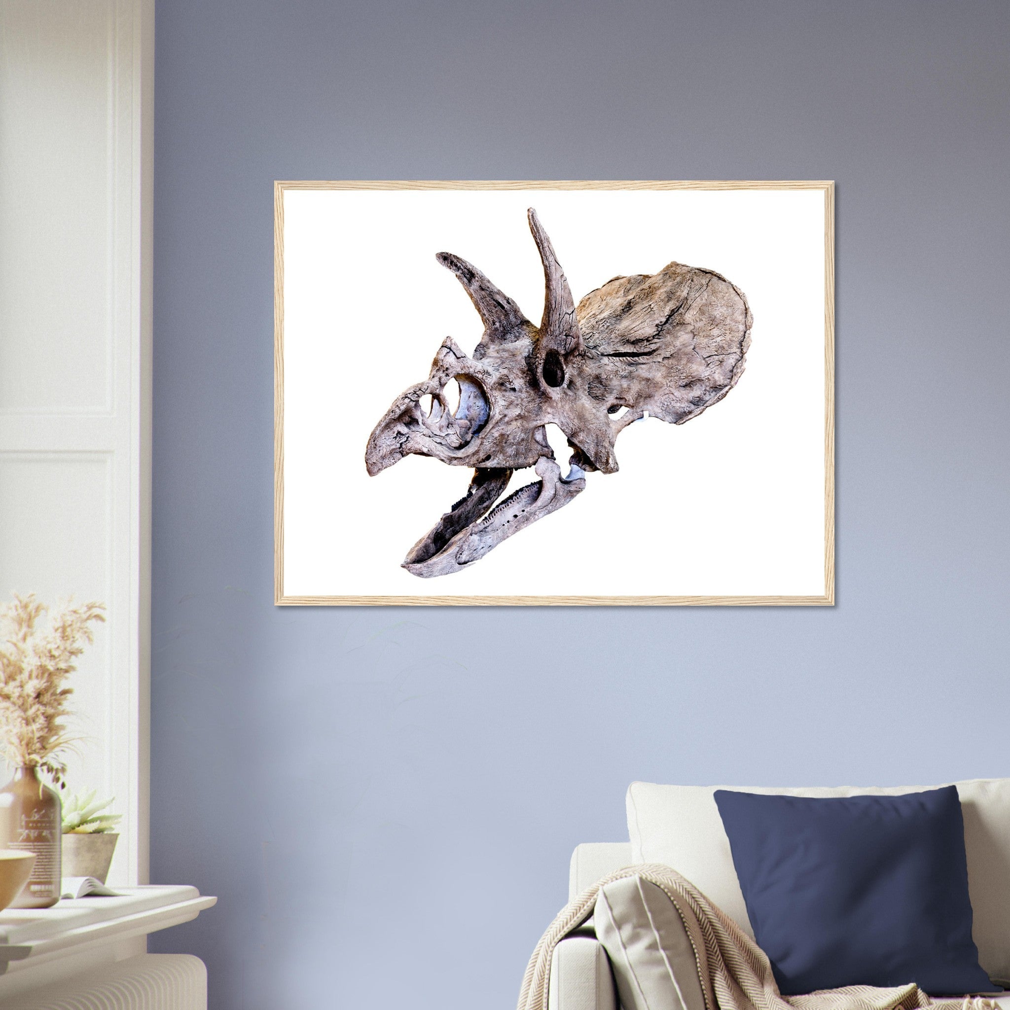 Triceratops Skull Framed, Vintage Triceratops Horridus Skull Art - Triceratops Skeleton Skull Framed Print - WallArtPrints4U