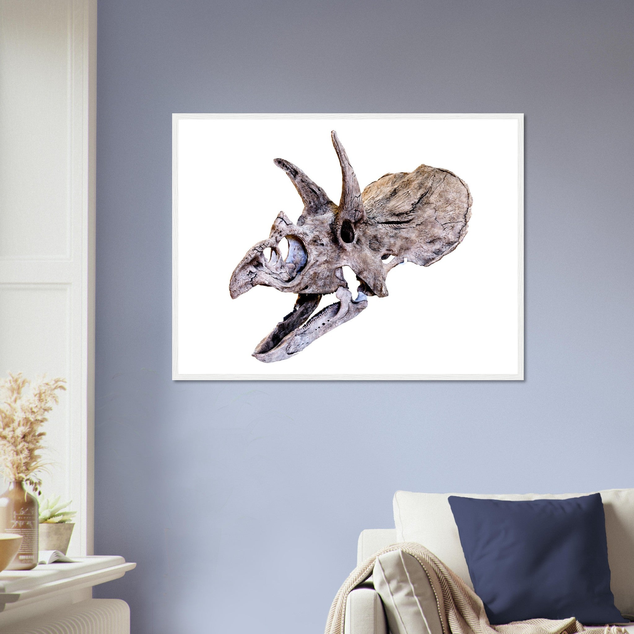 Triceratops Skull Framed, Vintage Triceratops Horridus Skull Art - Triceratops Skeleton Skull Framed Print - WallArtPrints4U