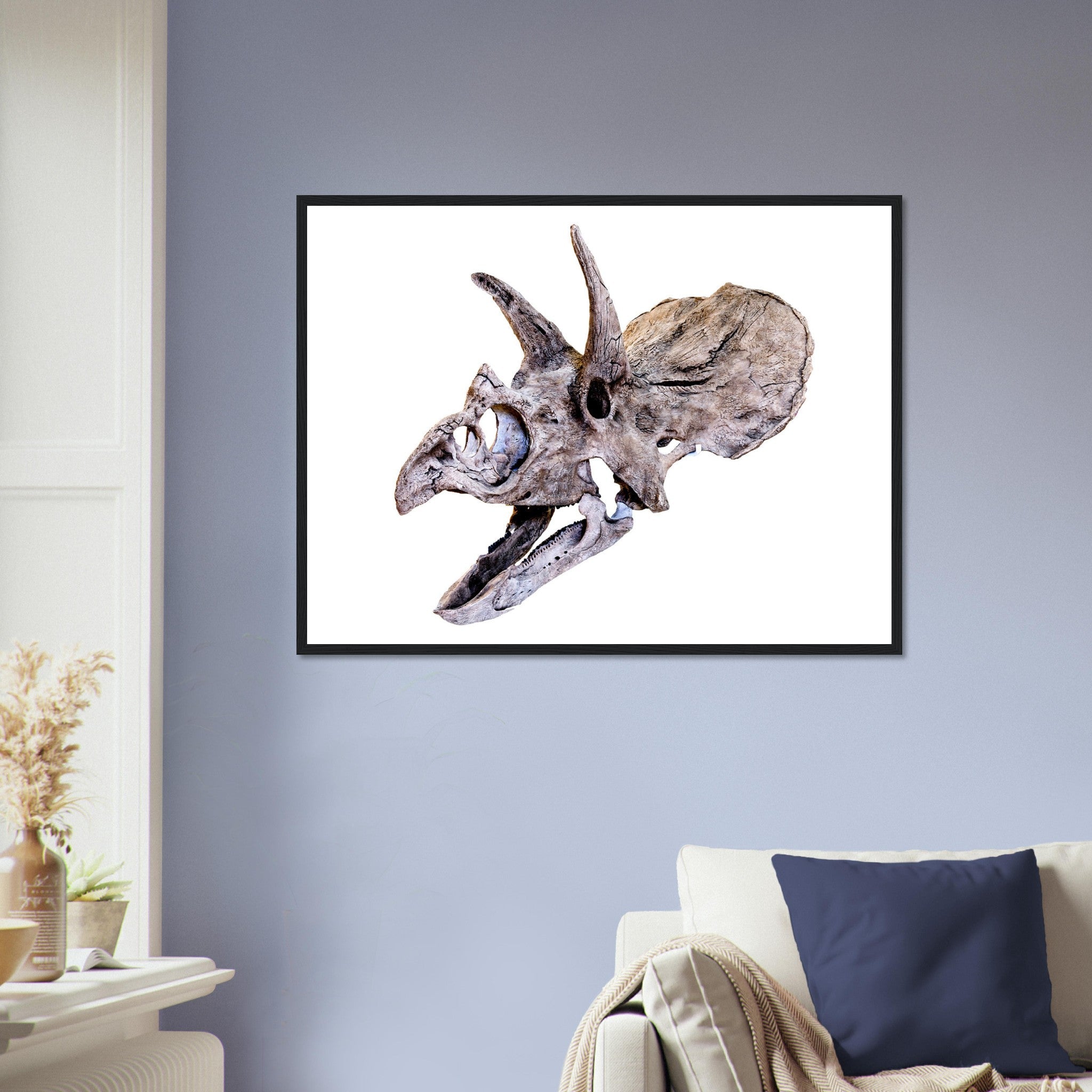 Triceratops Skull Framed, Vintage Triceratops Horridus Skull Art - Triceratops Skeleton Skull Framed Print - WallArtPrints4U