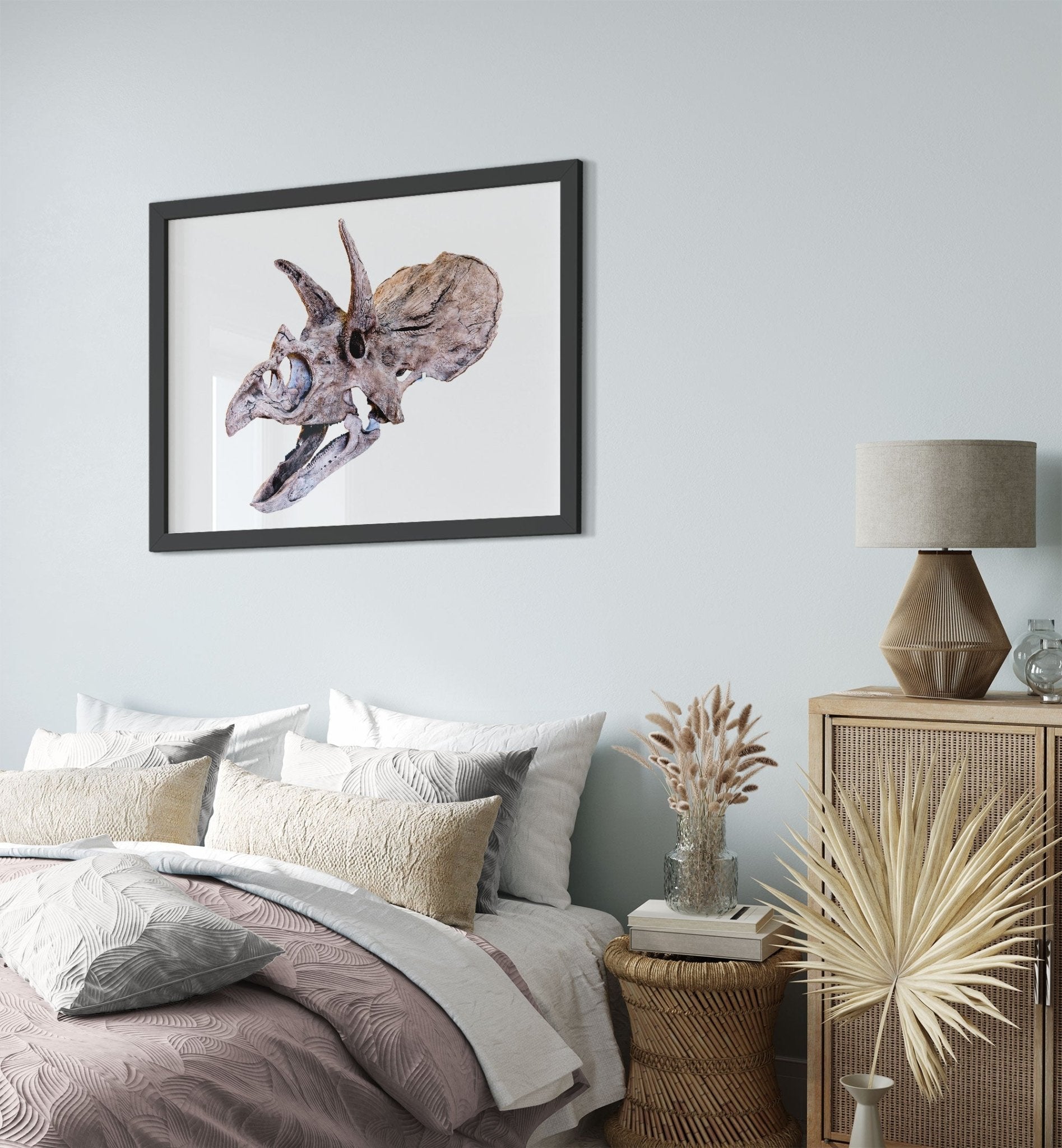 Triceratops Skull Framed, Vintage Triceratops Horridus Skull Art - Triceratops Skeleton Skull Framed Print - WallArtPrints4U