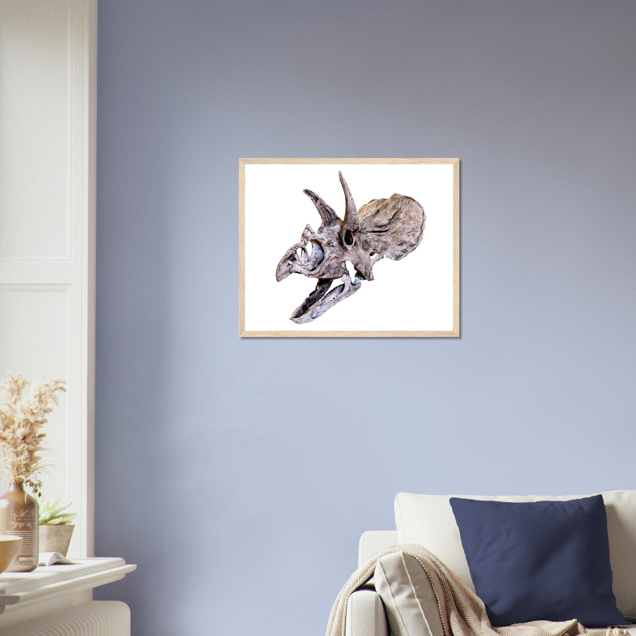 Triceratops Skull Framed, Vintage Triceratops Horridus Skull Art - Triceratops Skeleton Skull Framed Print - WallArtPrints4U