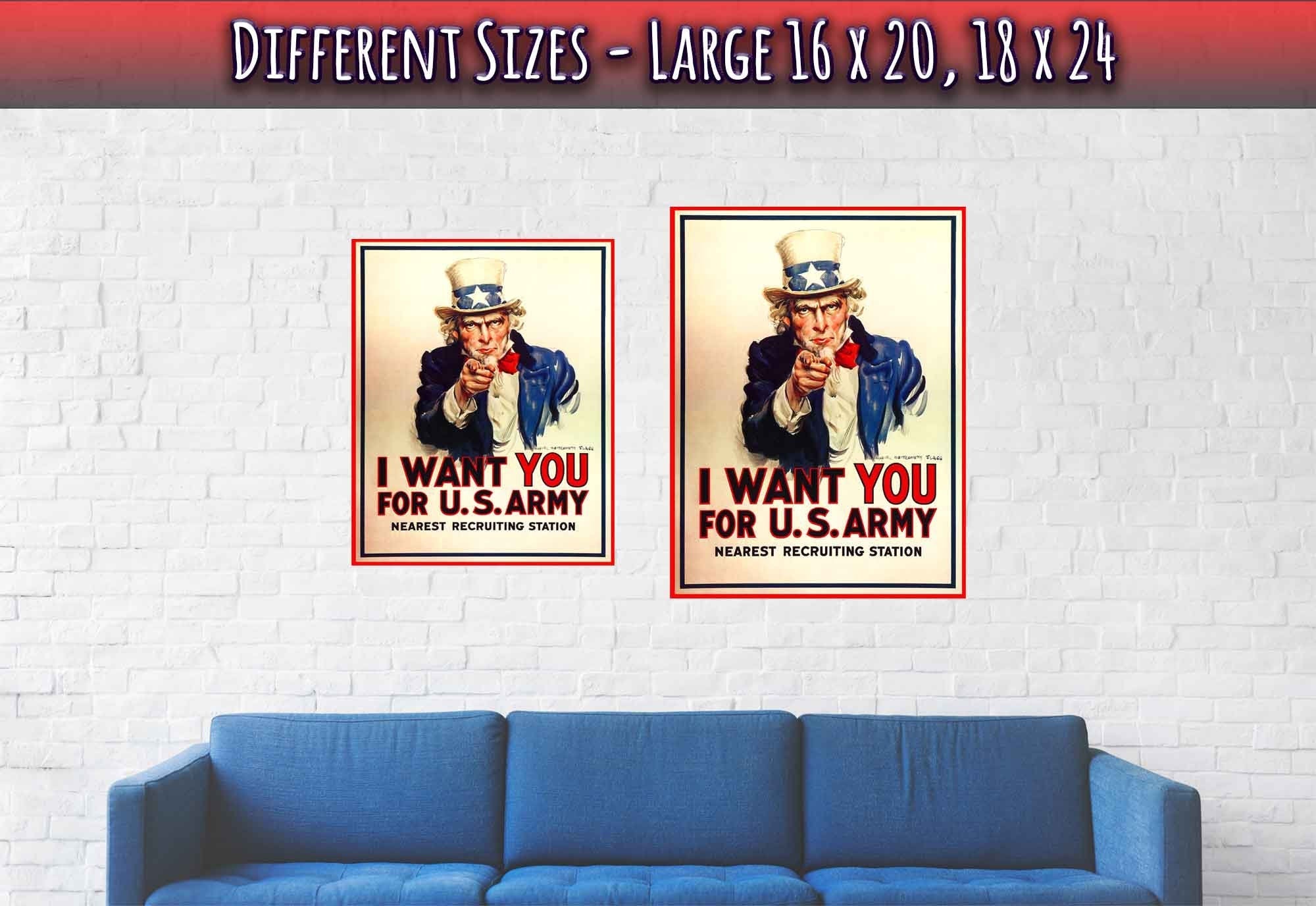 Uncle Sam Poster, World War 1 Poster Print, Vintage Us World War 1 Propaganda/Patriotism - WallArtPrints4U