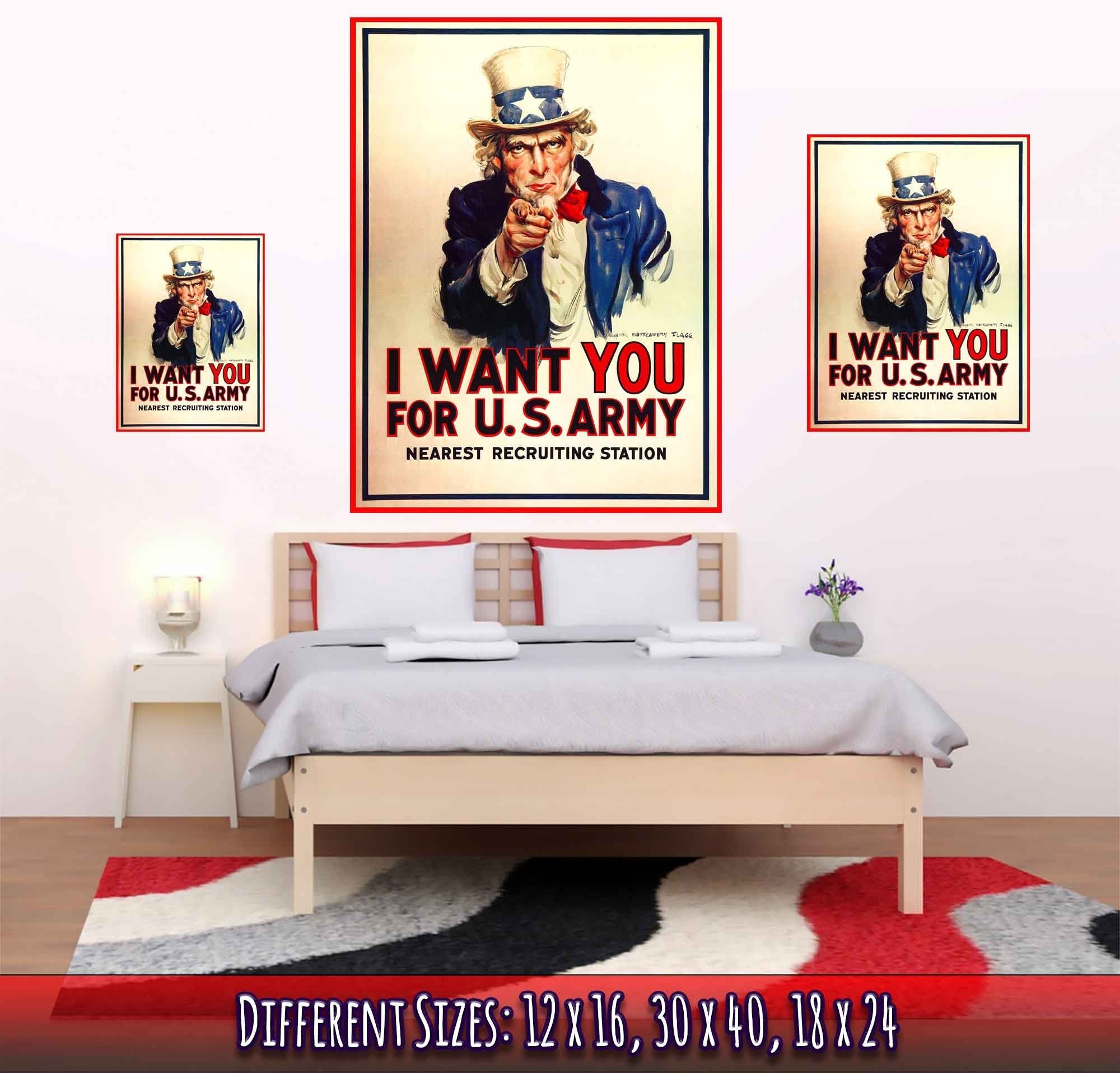 Uncle Sam Poster, World War 1 Poster Print, Vintage Us World War 1 Propaganda/Patriotism - WallArtPrints4U