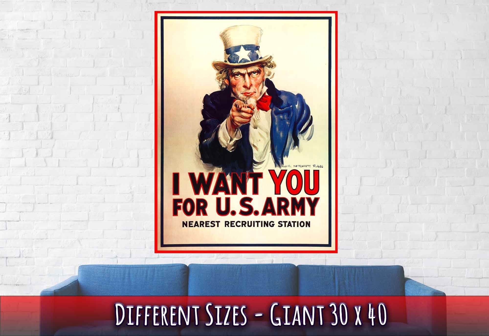 Uncle Sam Poster, World War 1 Poster Print, Vintage Us World War 1 Propaganda/Patriotism - WallArtPrints4U