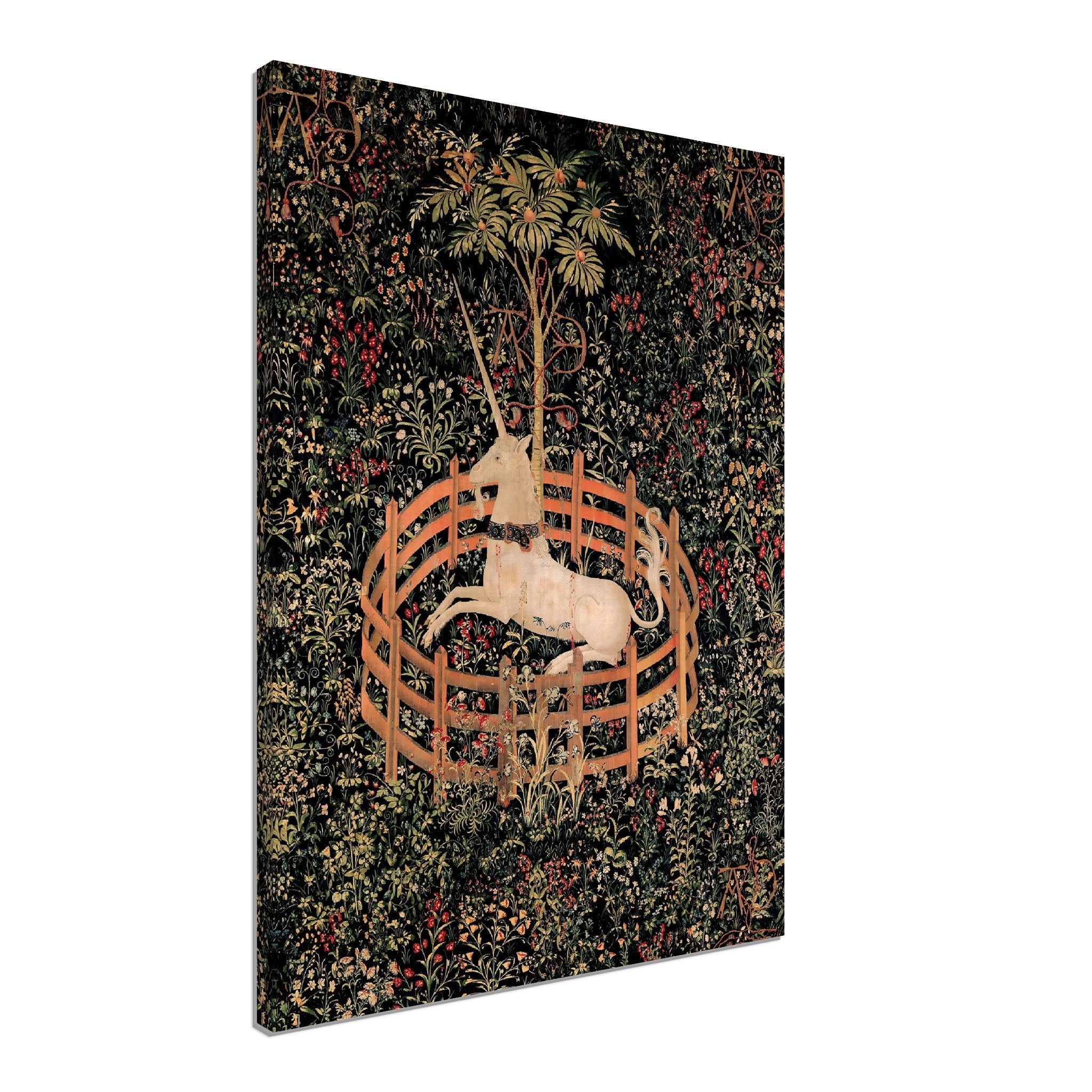 Unicorn Canvas, Vintage Unicorn In Captivity, Unicorn Tapestries 1495 - 1505 - Vintage Unicorn Canvas Print - WallArtPrints4U