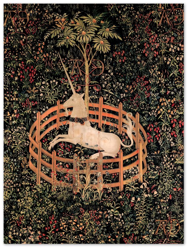 Unicorn Poster, Vintage Unicorn In Captivity, Unicorn Tapestries 1495 - 1505 - Vintage Unicorn Print - WallArtPrints4U