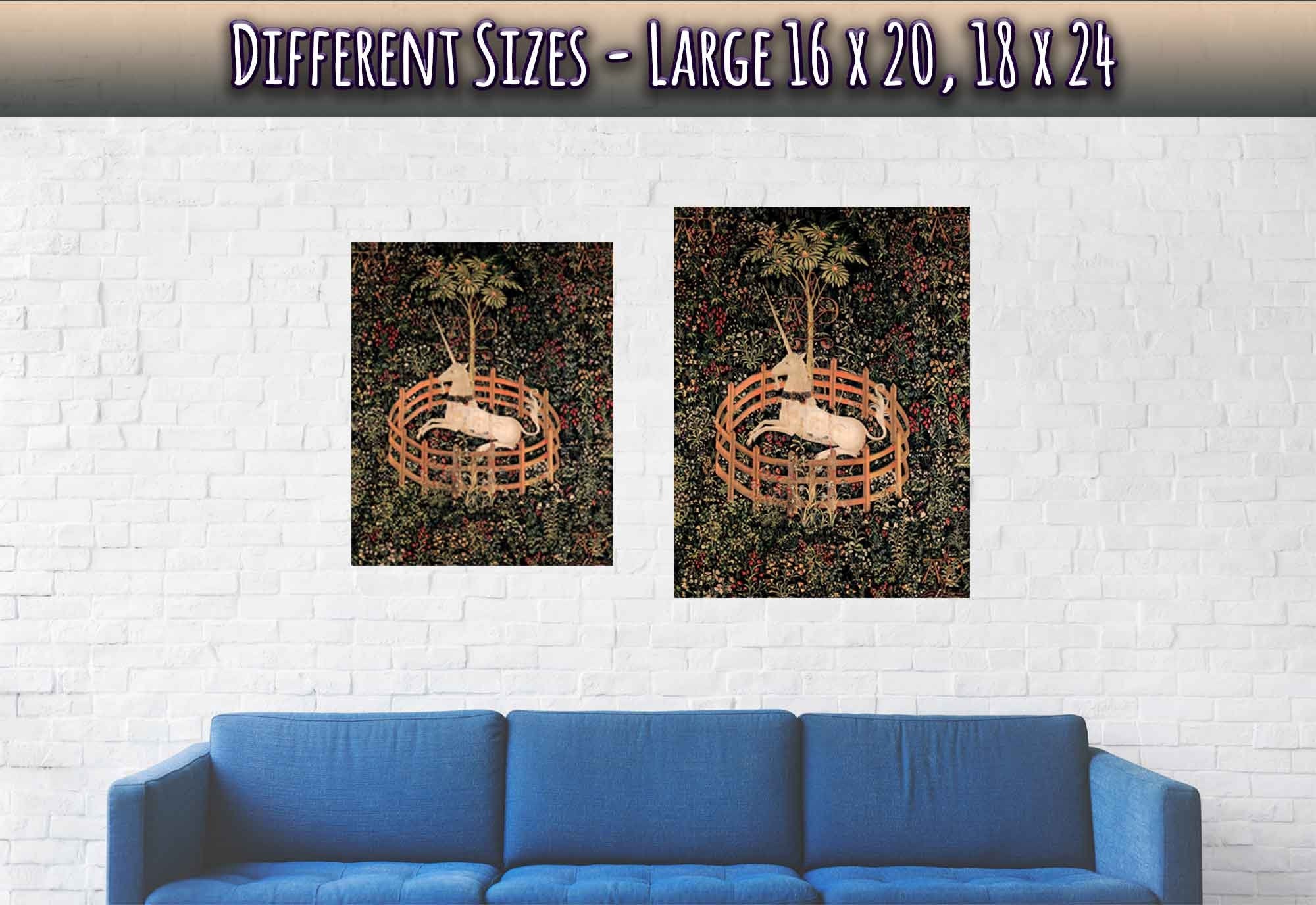 Unicorn Poster, Vintage Unicorn In Captivity, Unicorn Tapestries 1495 - 1505 - Vintage Unicorn Print - WallArtPrints4U