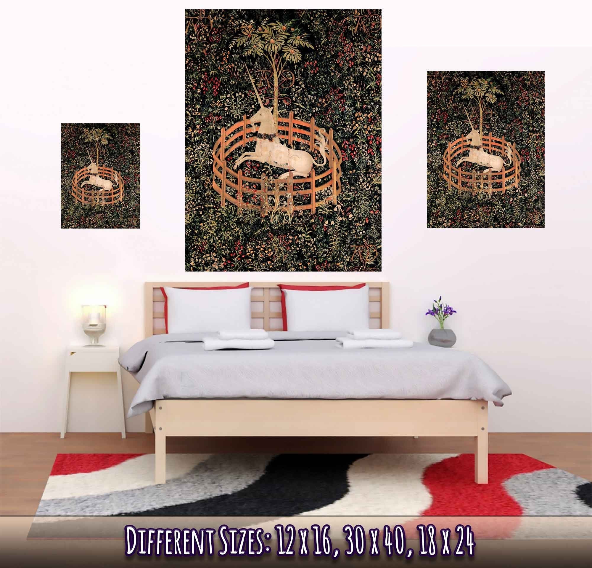 Unicorn Poster, Vintage Unicorn In Captivity, Unicorn Tapestries 1495 - 1505 - Vintage Unicorn Print - WallArtPrints4U