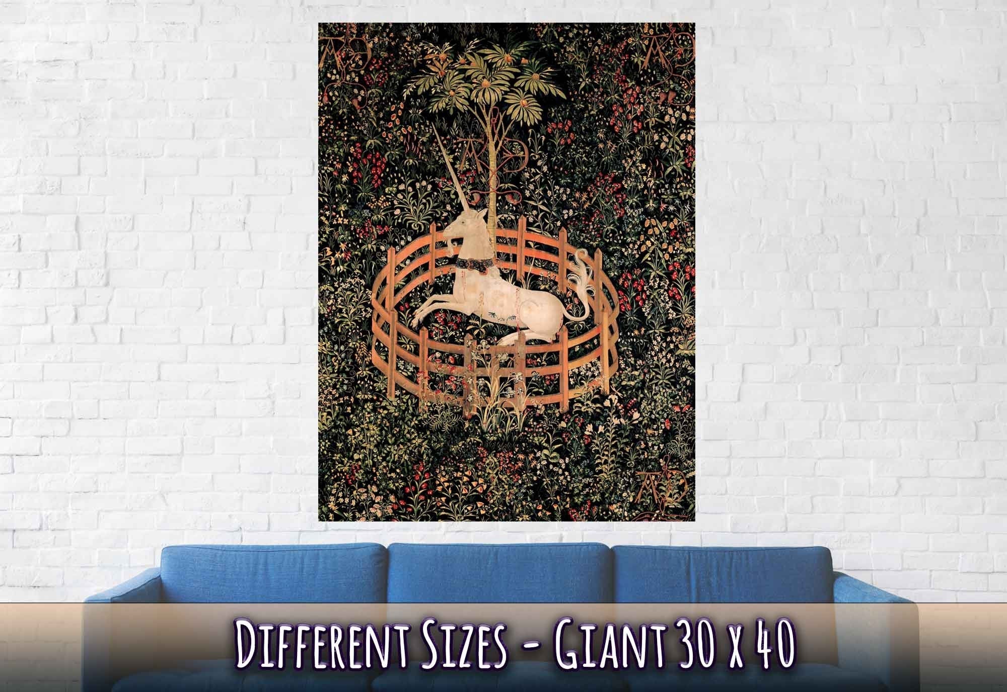 Unicorn Poster, Vintage Unicorn In Captivity, Unicorn Tapestries 1495 - 1505 - Vintage Unicorn Print - WallArtPrints4U