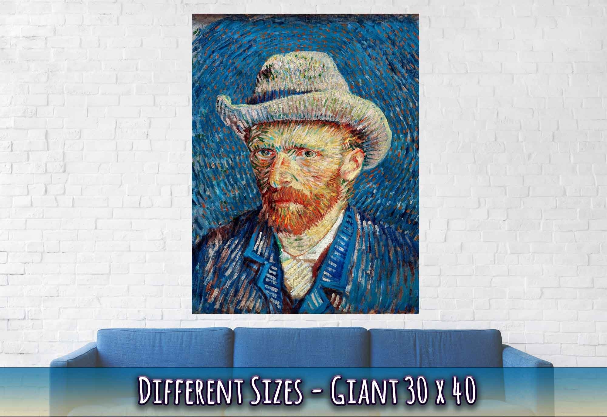Van Gogh Self Portrait Print - Van Gogh Grey Felt Hat Poster - Vincent Van Gogh Last Self Portrait. - WallArtPrints4U