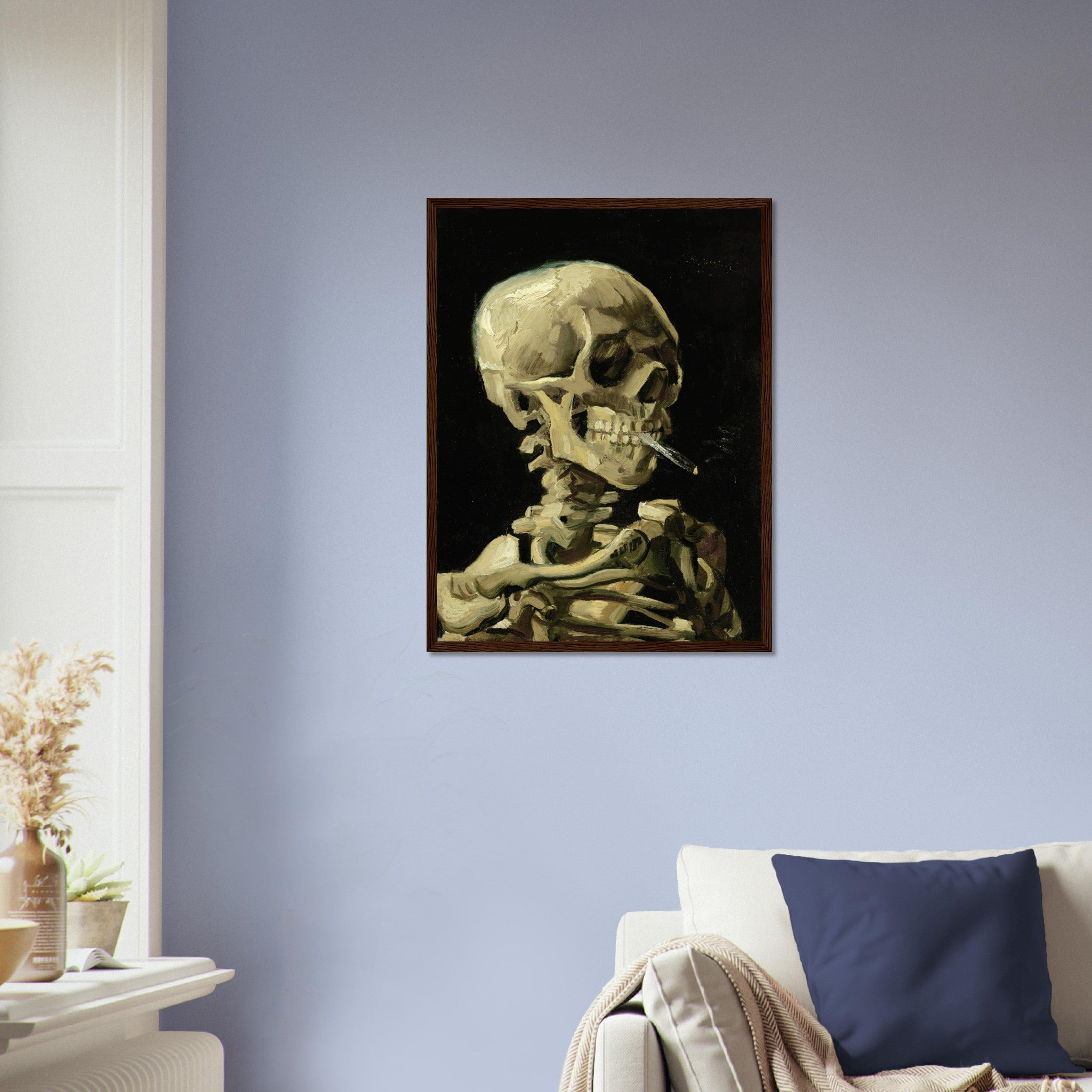 Van Gogh Skeleton With A Cigarette Framed - Skull With A Burning Cigarette Framed Print - WallArtPrints4U