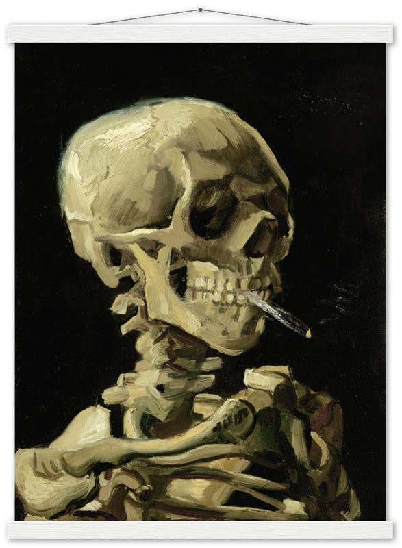 Van Gogh Skeleton With A Cigarette Poster - Skull With A Burning Cigarette Print - WallArtPrints4U