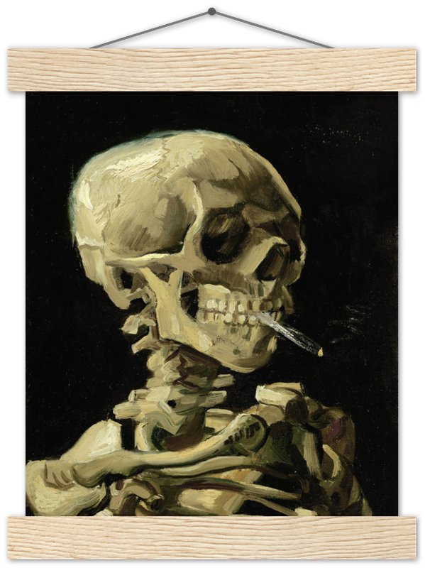 Van Gogh Skeleton With A Cigarette Poster - Skull With A Burning Cigarette Print - WallArtPrints4U