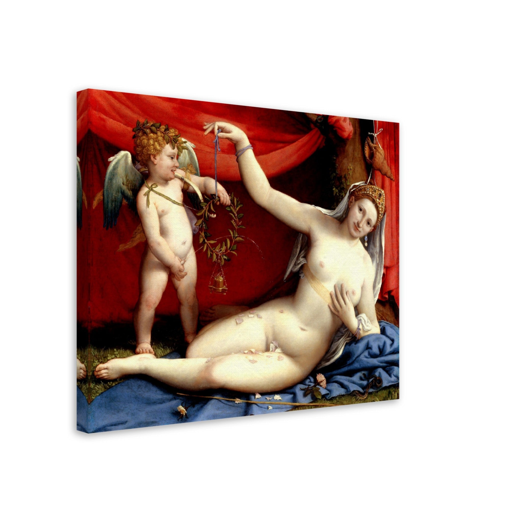 Venus And Cupid Urinating Canvas Print Vintage Venus Cupid Canvas Lorenzo Lotto Circa 1530 - WallArtPrints4U