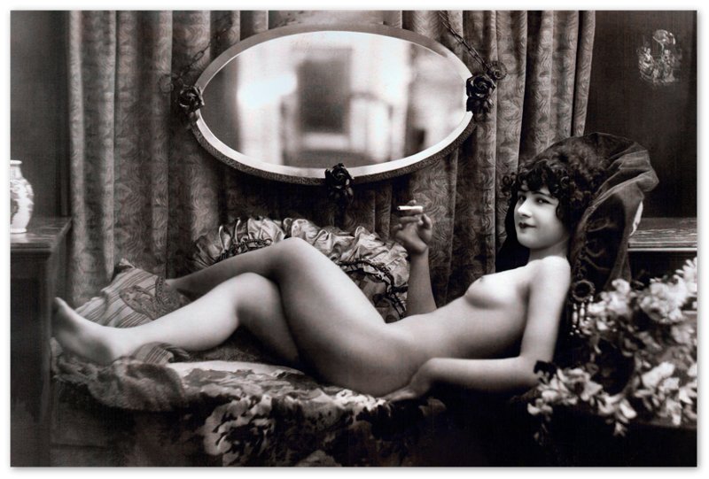 Victorian Smoking Nude Erotica Poster Vintage Victorian Bedroom Erotica Pin Up - WallArtPrints4U