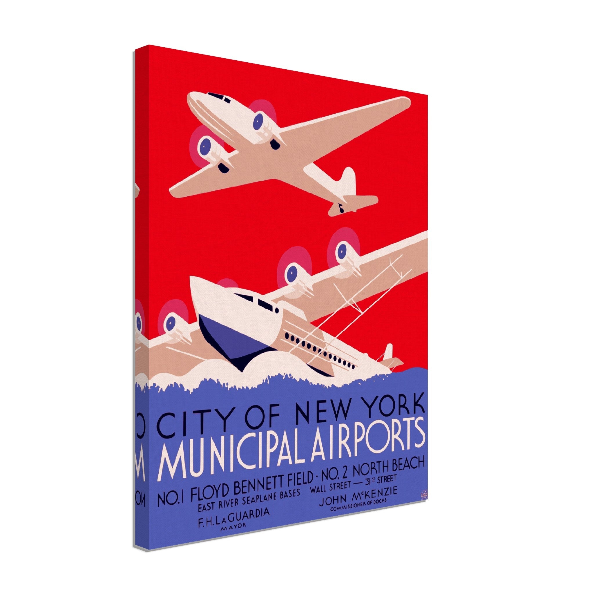 Vintage Airport Canvas, New York Municipal Airport Canvas Print Canvas, Vintage New York Airport - WallArtPrints4U