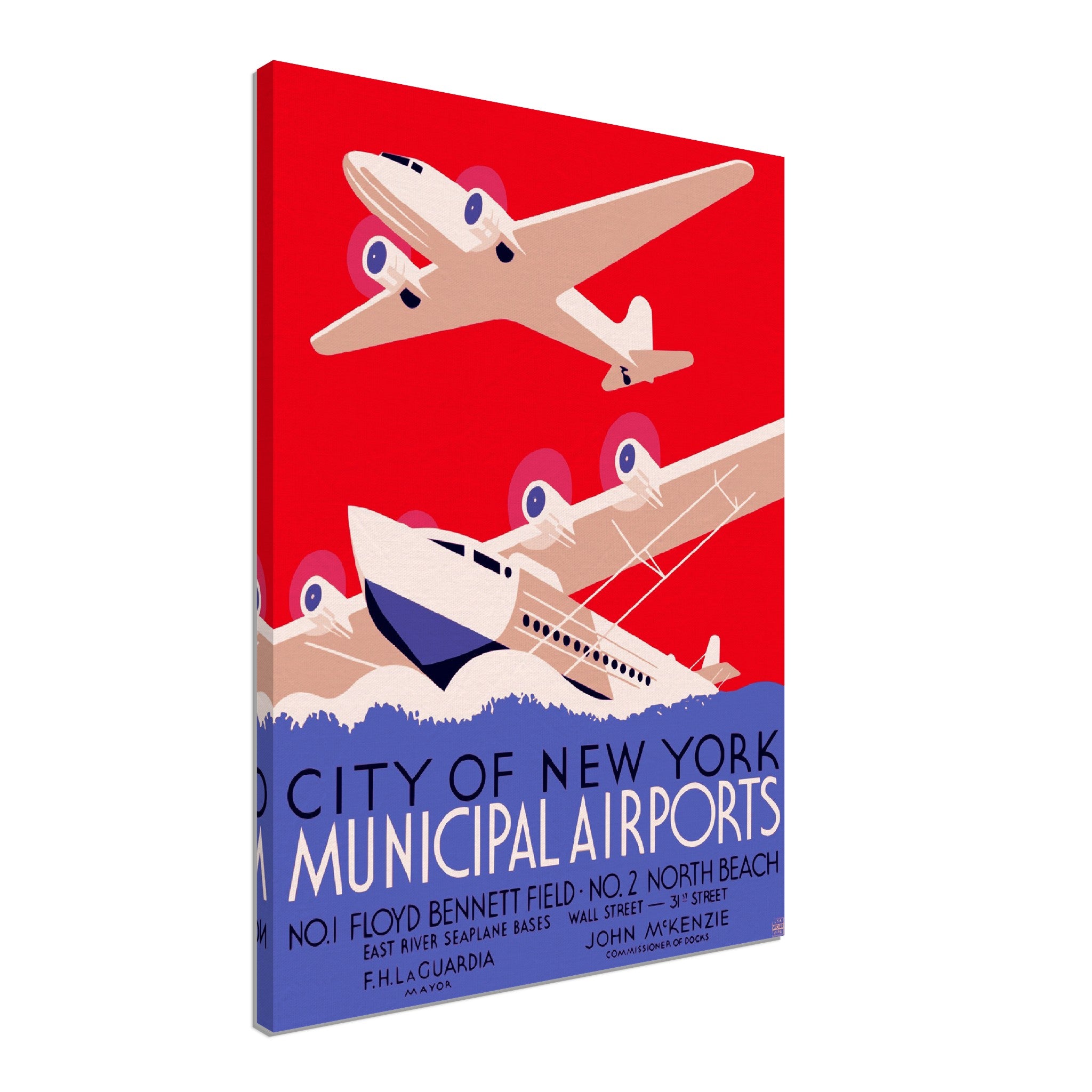 Vintage Airport Canvas, New York Municipal Airport Canvas Print Canvas, Vintage New York Airport - WallArtPrints4U