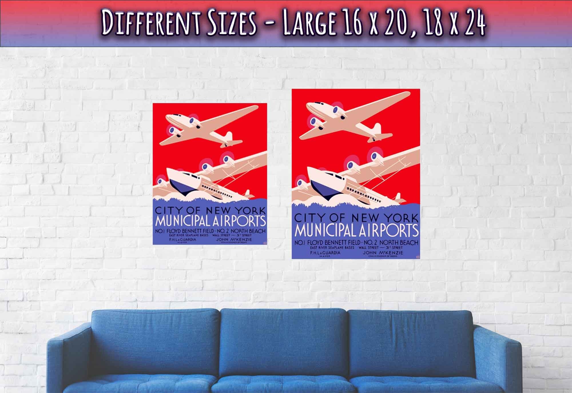 Vintage Airport Poster, New York Municipal Airport Print Poster, Vintage New York Airport - WallArtPrints4U