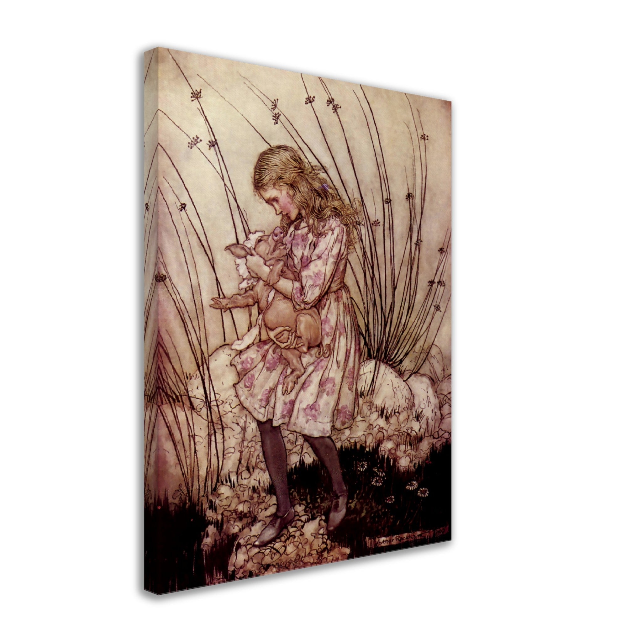Vintage Alice In Wonderland Canvas Print - Arthur Rackham Pig Baby - Arthur Rackham Canvas - Alice With Pigbaby - WallArtPrints4U
