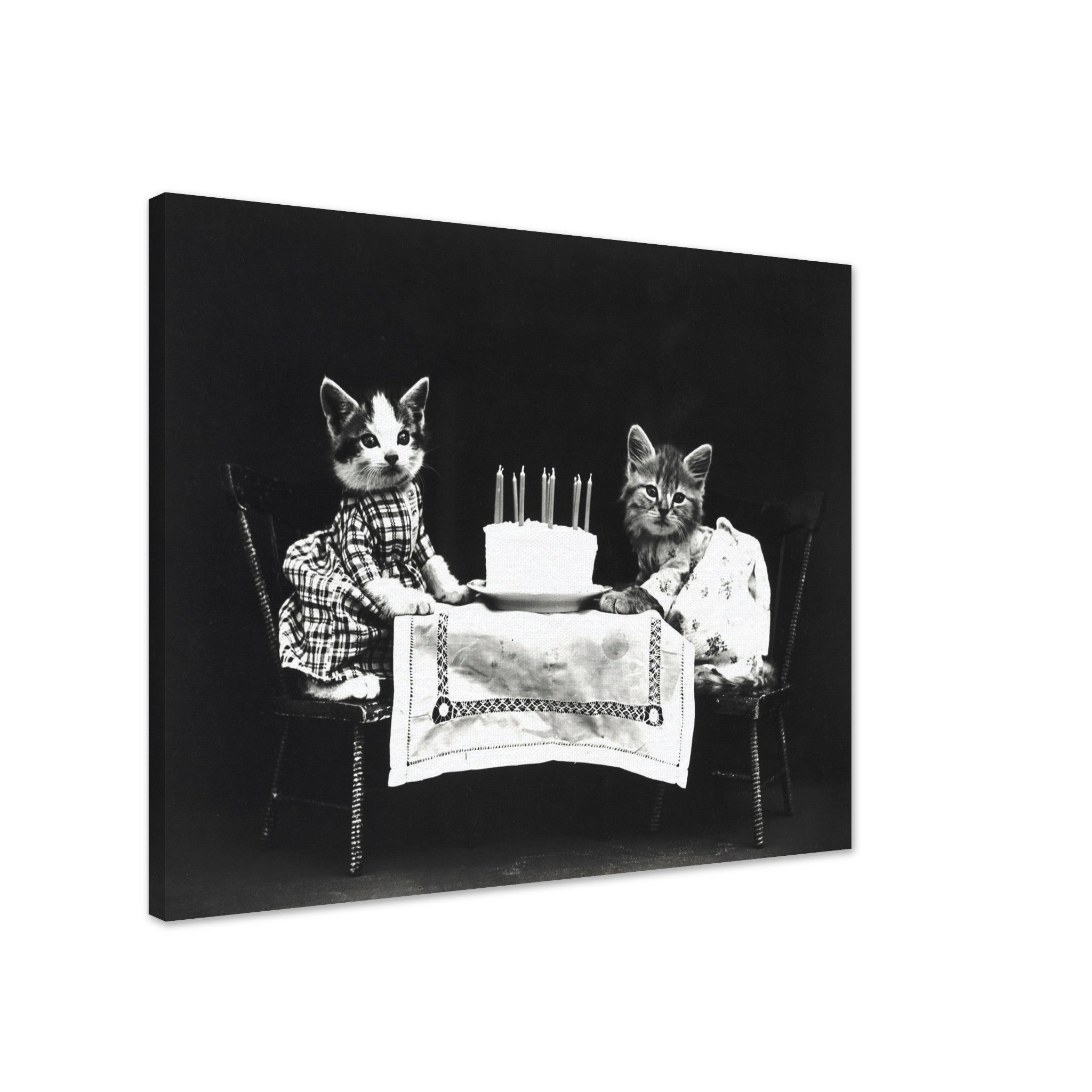 Vintage Birthday Kitten Canvas Print - Cute Kitten Canvas Print - Vintage Cat Kitten Canvas - WallArtPrints4U