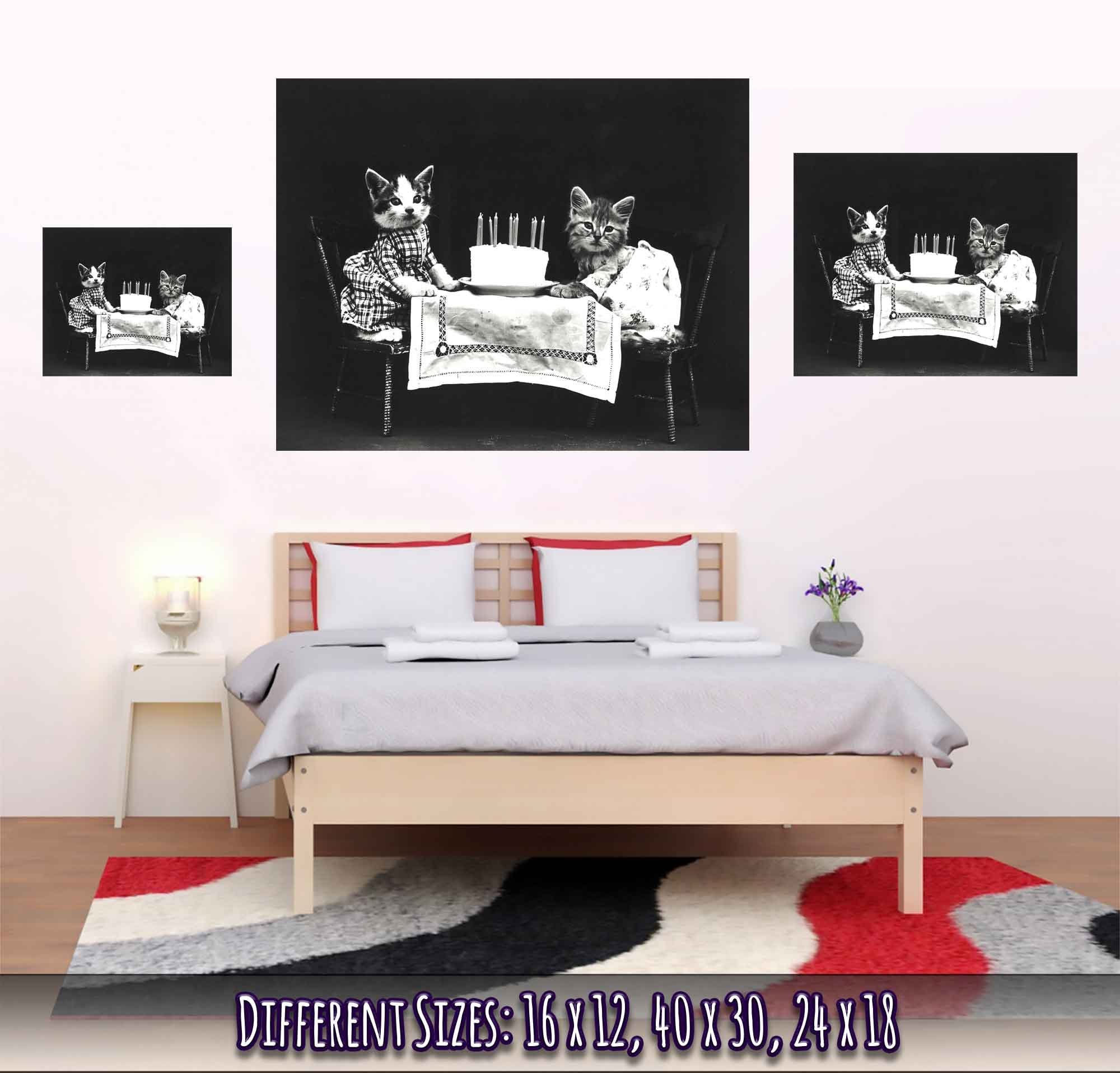 Vintage Birthday Kitten Poster Print - Cute Kitten Print - Vintage Cat Kitten Poster - WallArtPrints4U