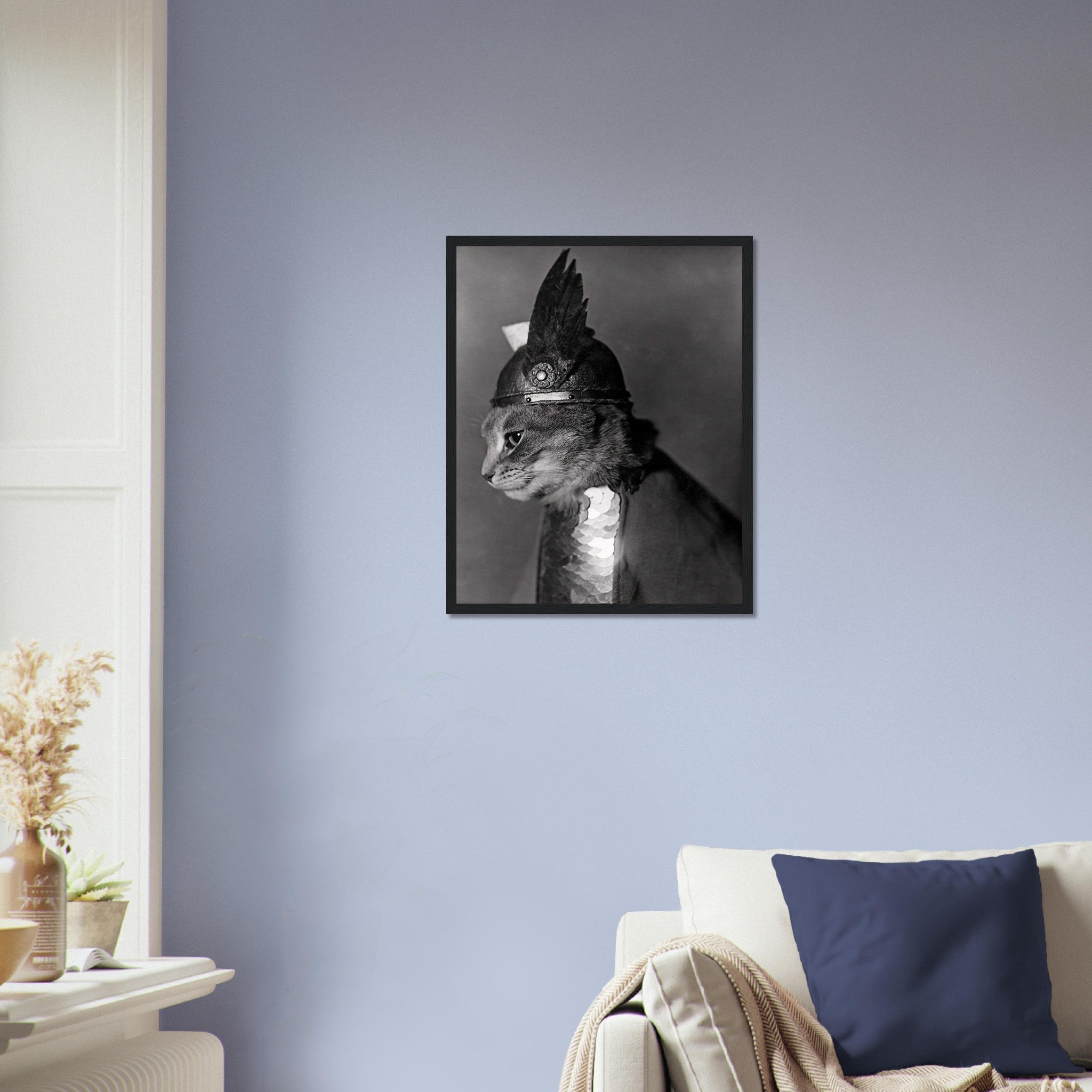 Vintage Cat Framed Cat In Viking Helmet 1936 - Vintage Cat As Brunhilde Framed Print UK, EU USA Domestic Shipping - WallArtPrints4U