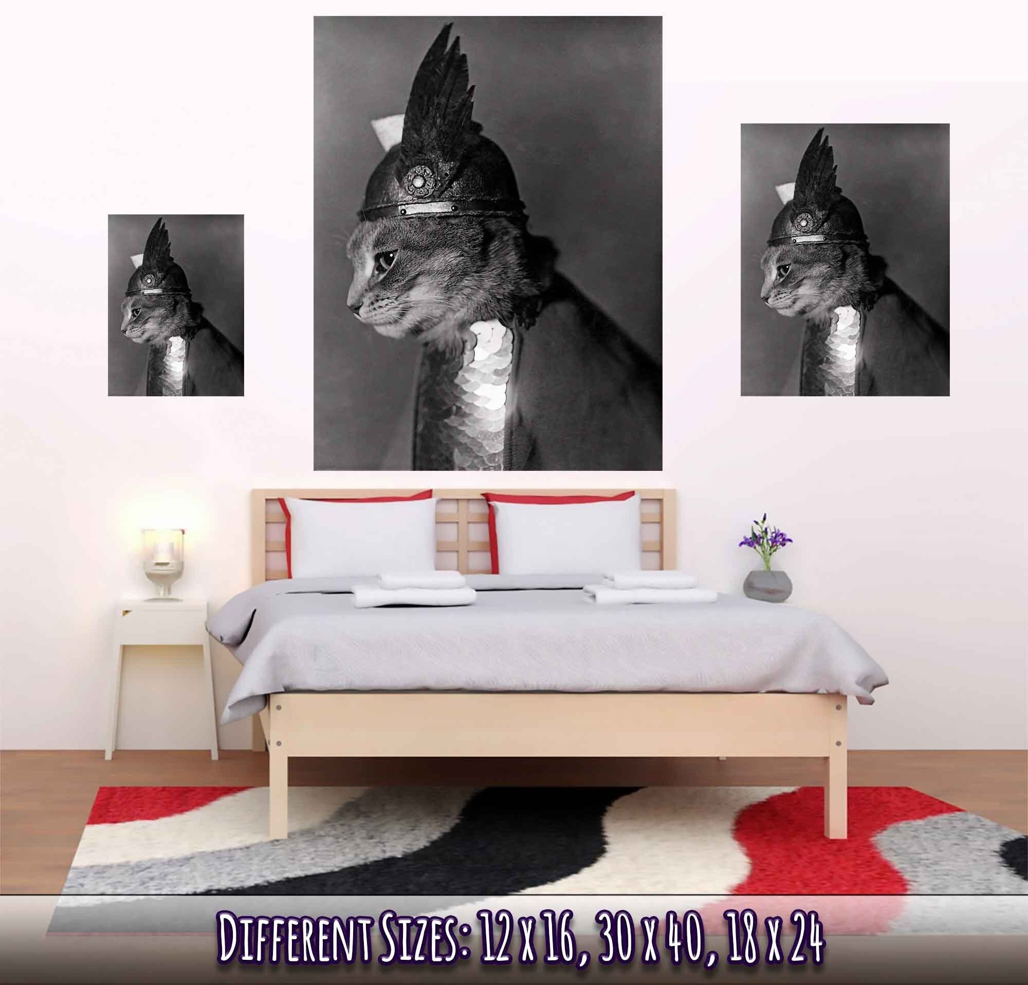Vintage Cat Poster Cat In Viking Helmet 1936 - Vintage Cat As Brunhilde Print - WallArtPrints4U