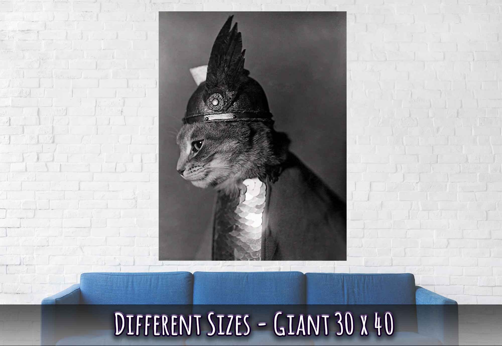 Vintage Cat Poster Cat In Viking Helmet 1936 - Vintage Cat As Brunhilde Print - WallArtPrints4U